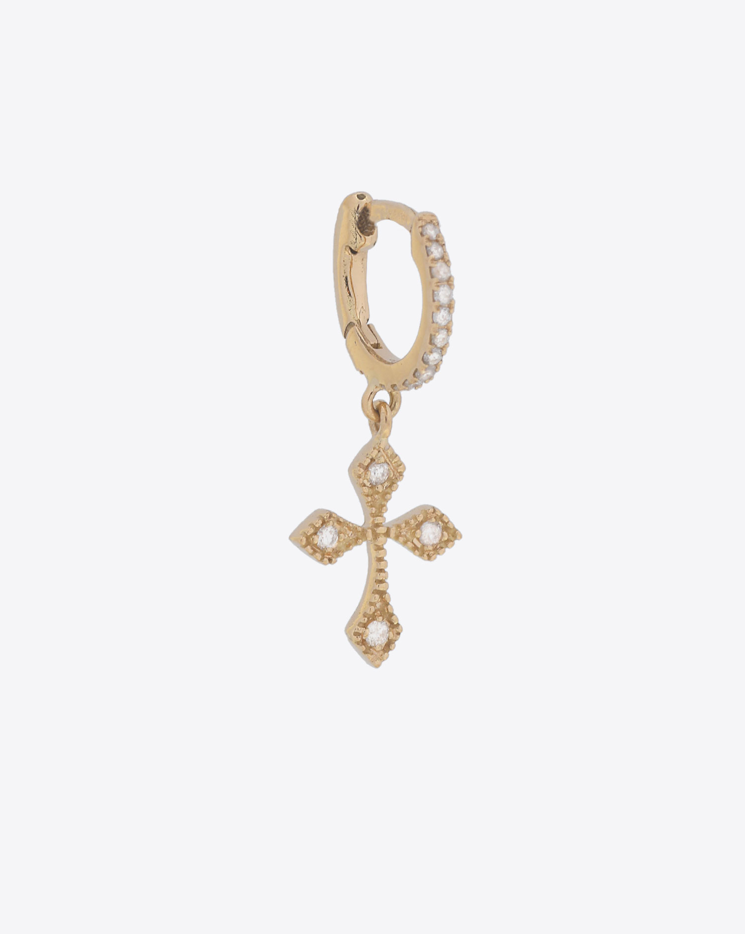 De Jaegher Mini Créole Baby Cross – Or Jaune et Diamants Blanc