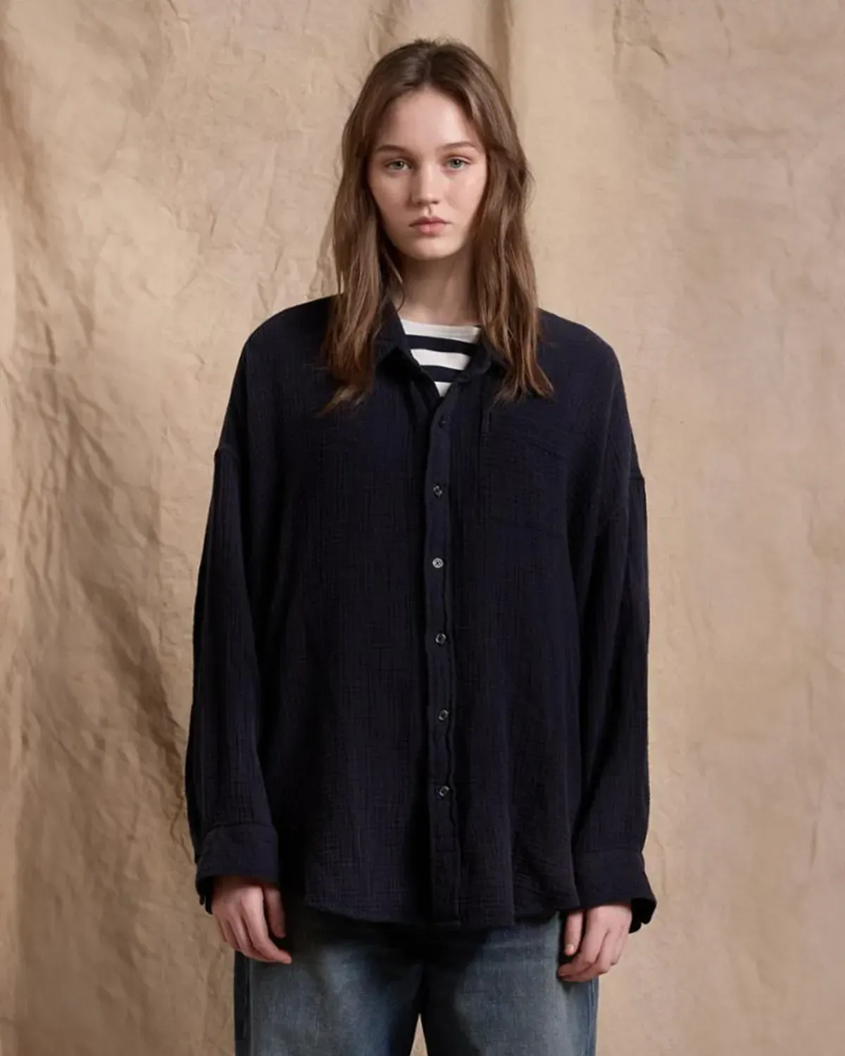 Denimist Chemise Button Front Crinkle – Marine
