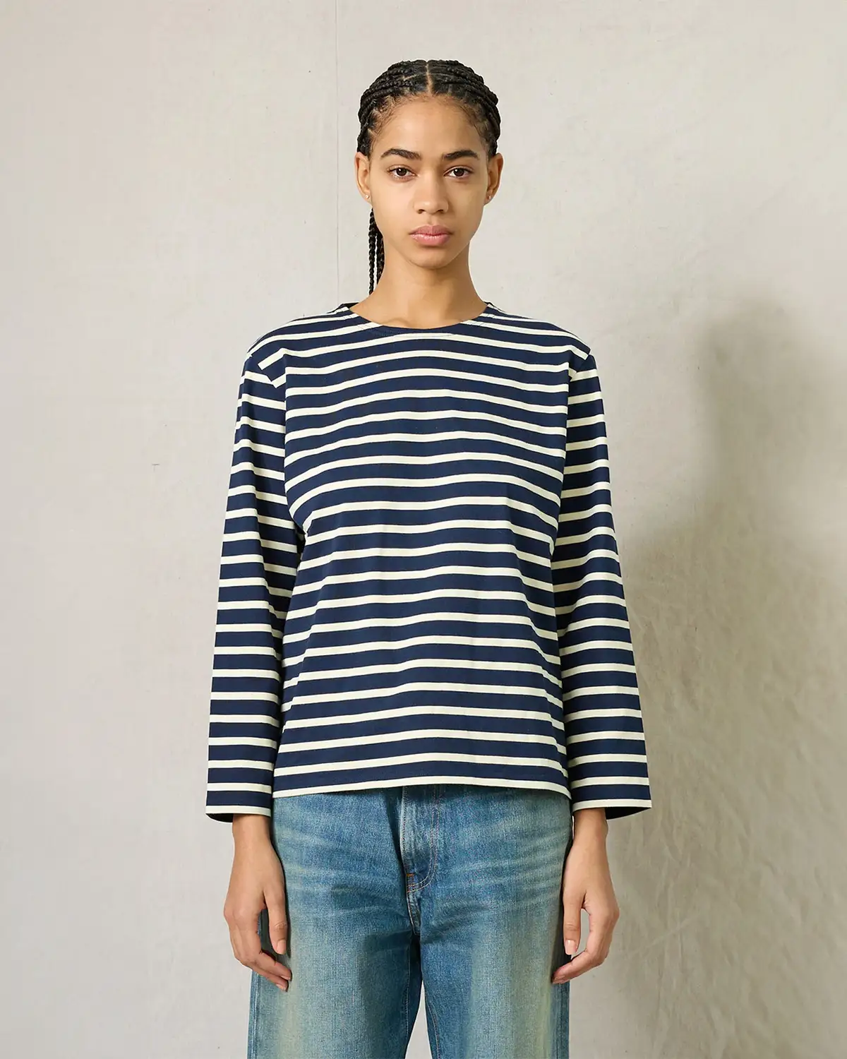 Denimist Tee-Shirt Boatneck – Rayé Marine Crème
