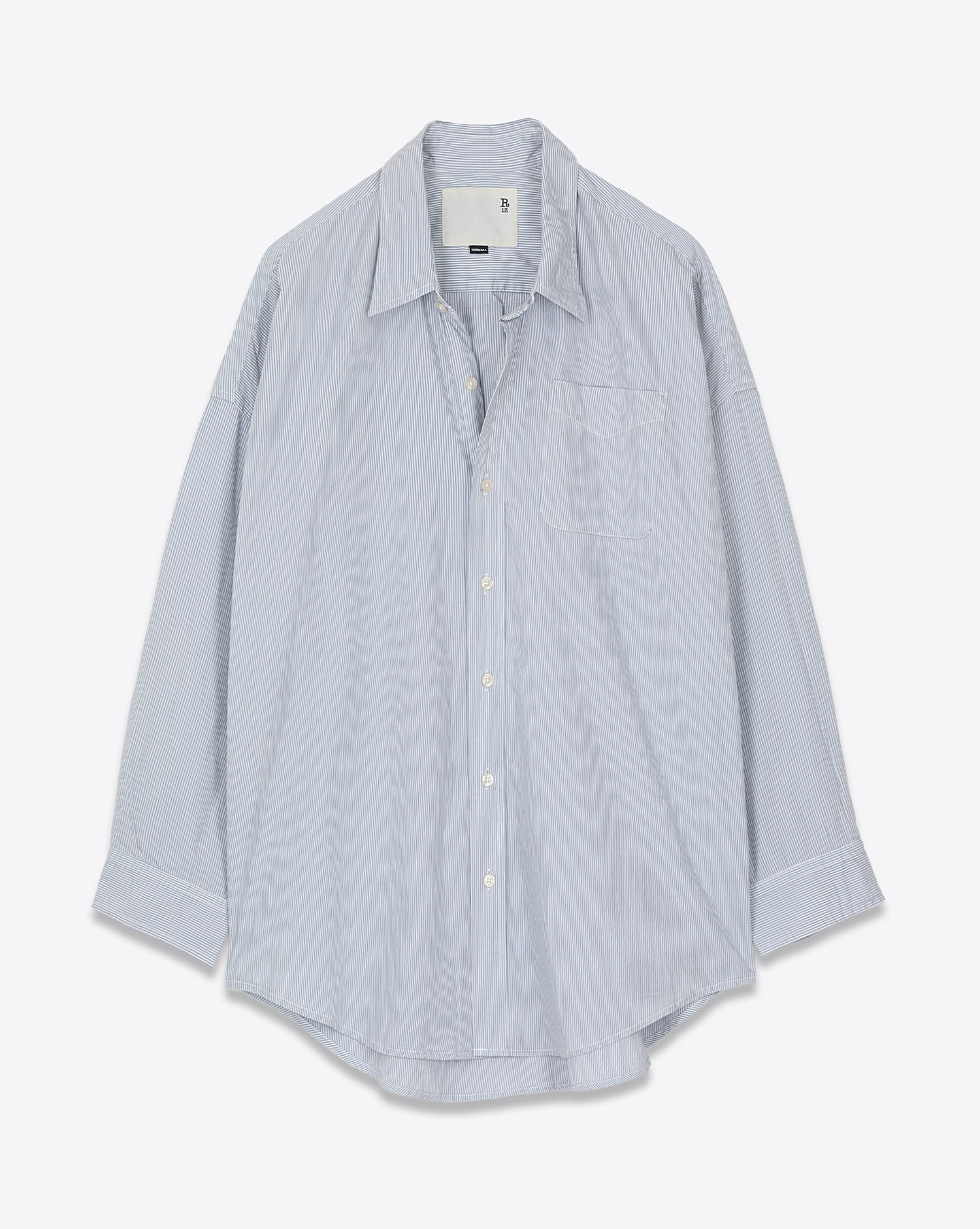 R13 Chemise Drop Neck Oxford — Blue/White Pinstripe