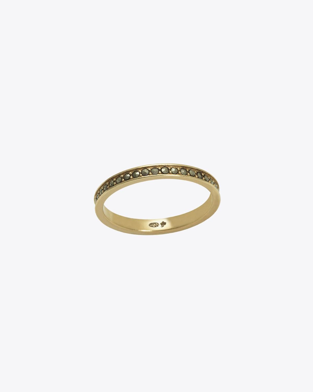 Feidt Bague Alliance Antik – Or Jaune 9k et Saphirs Gris
