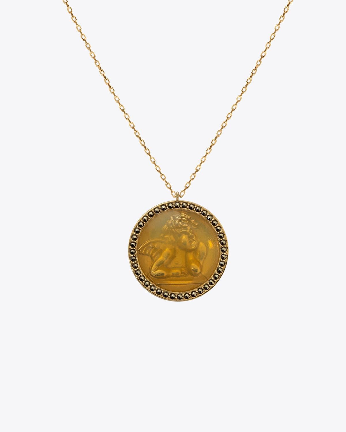 Feidt Collier Ange Raphael – Or jaune 9k & Saphirs Gris 50 cm
