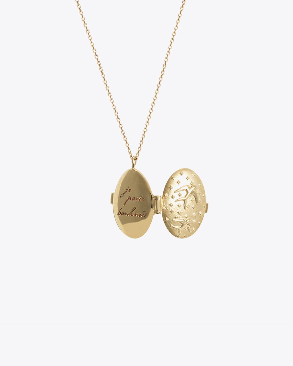 Feidt Collier Lucky Médaillon Ovale Icône Oiseau – Or Jaune 9k