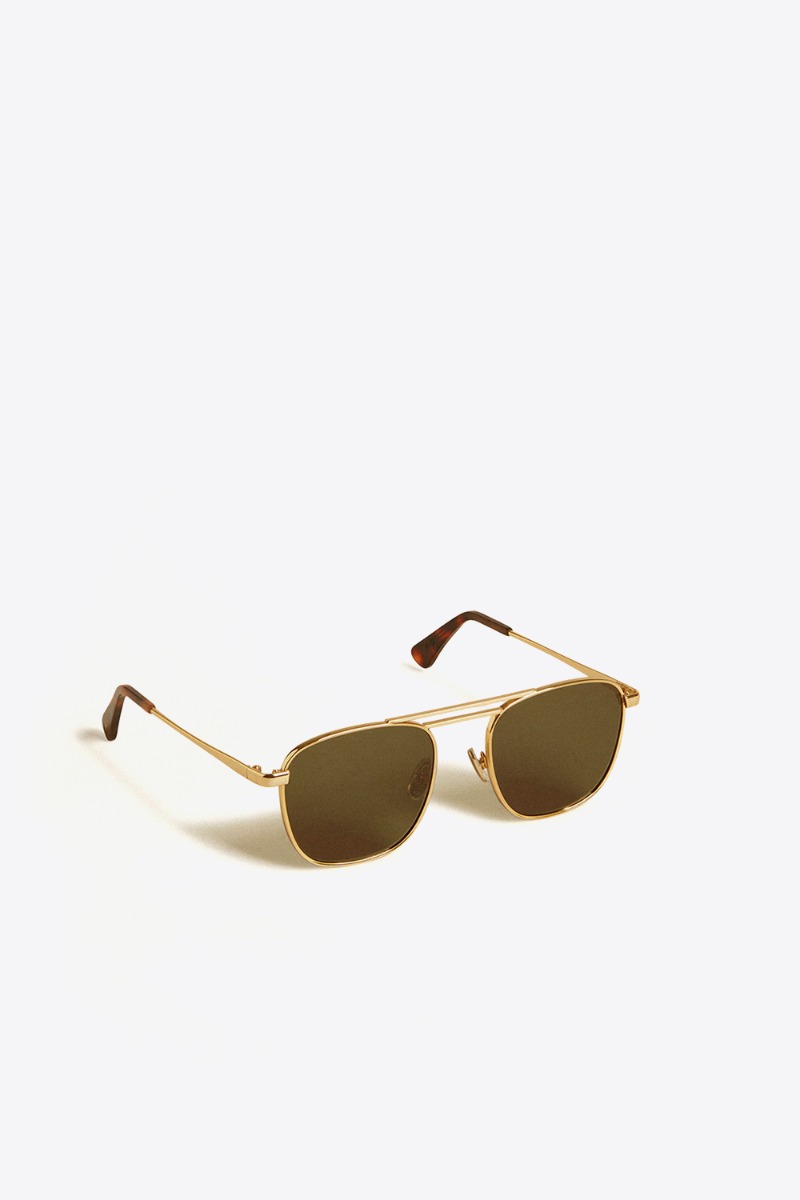 Golden Goose Unisexe Lunettes de Soleil Roger – Or Vert