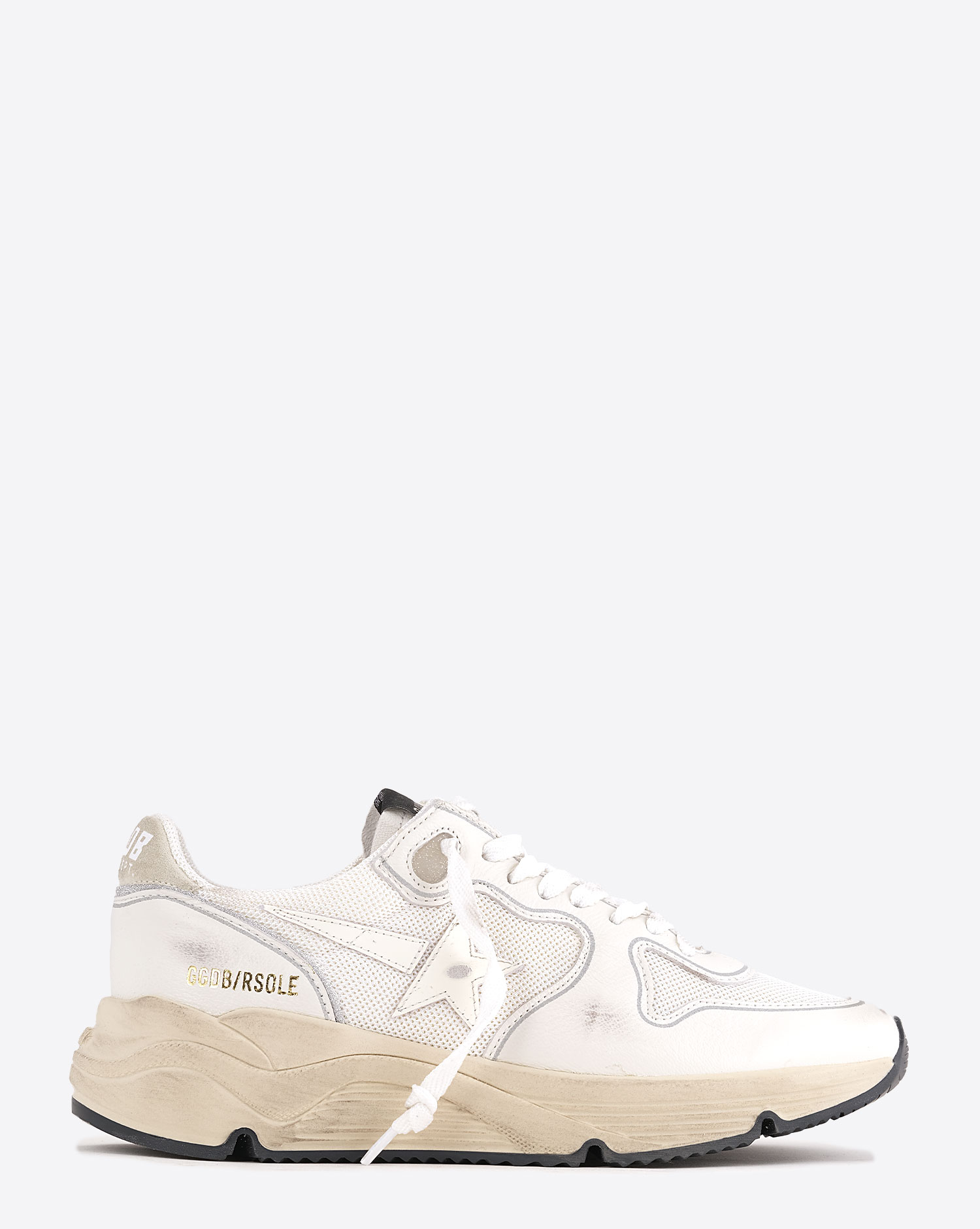 Golden Goose Femme Sneakers Running Sole – Blanc Argent 10359