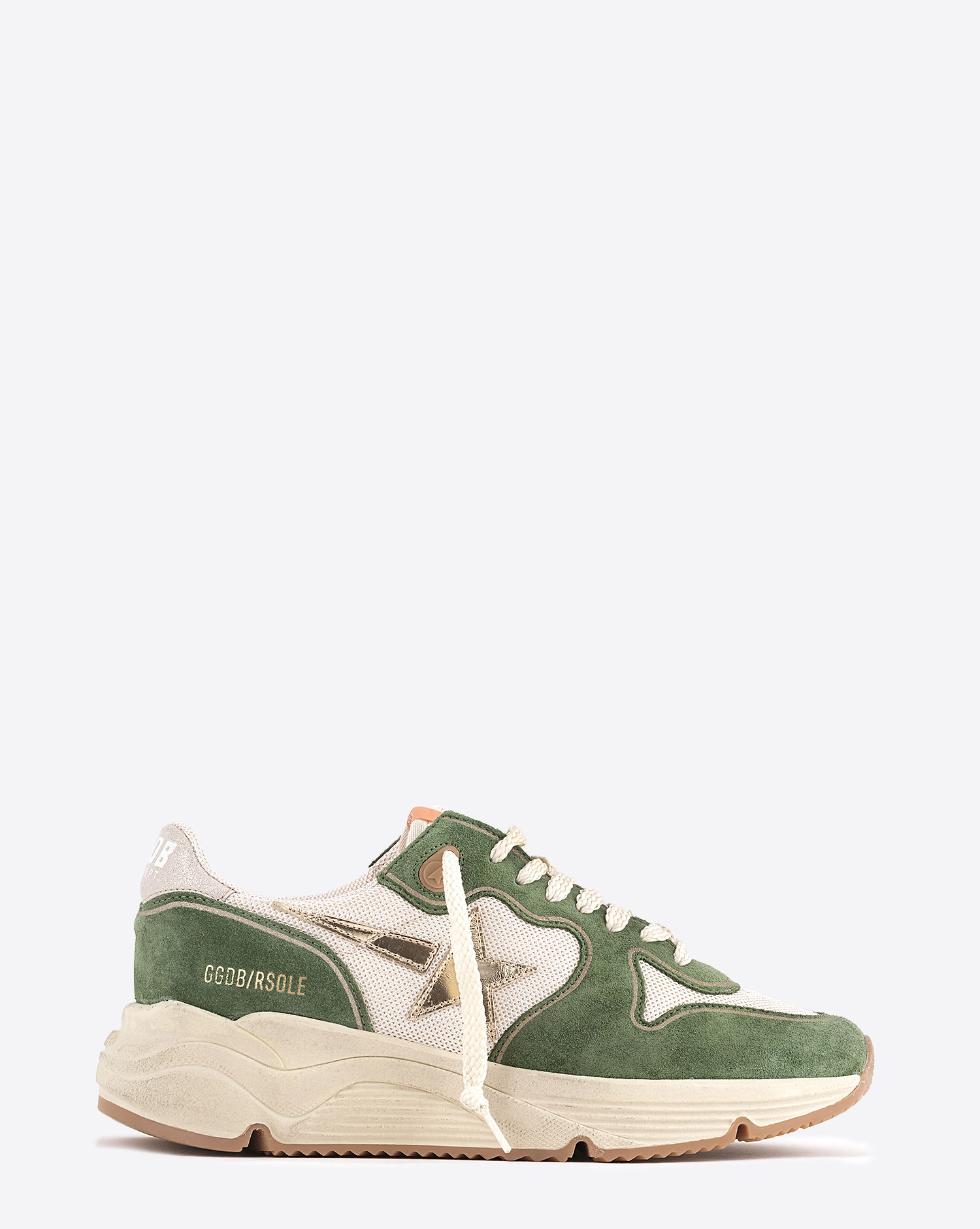 Golden Goose Femme Sneakers Running Sole – Crème Vert Platinium 83107