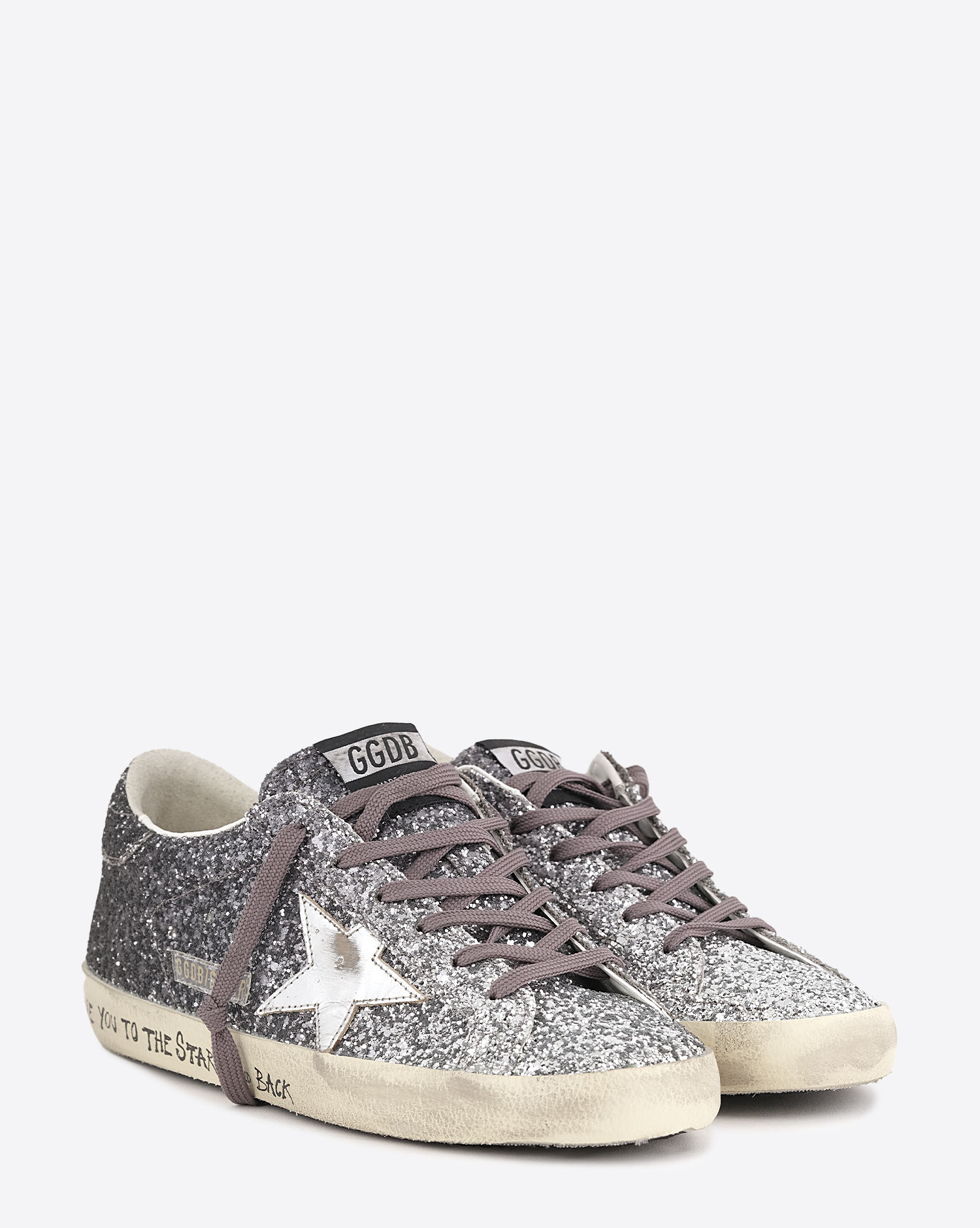 Golden Goose Femme Sneakers Superstar – Argent Noir Paillette 60246