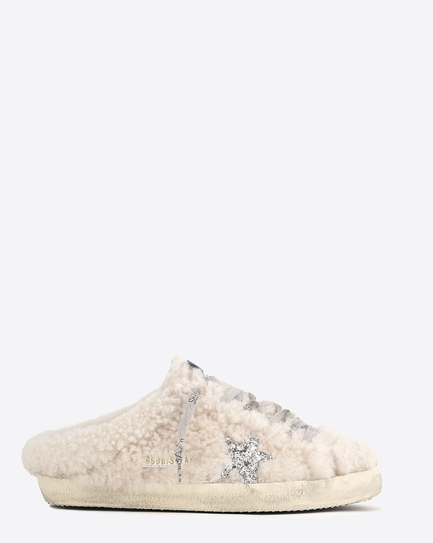 Golden Goose Femme Sneakers Superstar Sabot – Shearling Naturel Argent 10757