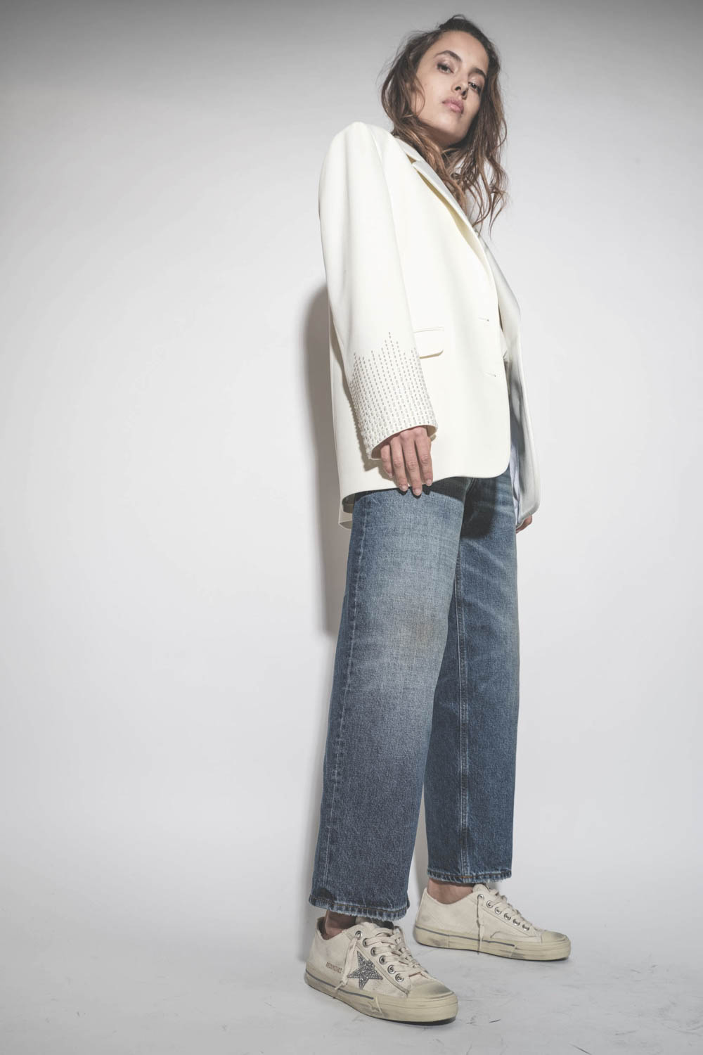 Golden Goose Femme Blazer Broderie Perles – Papyrus