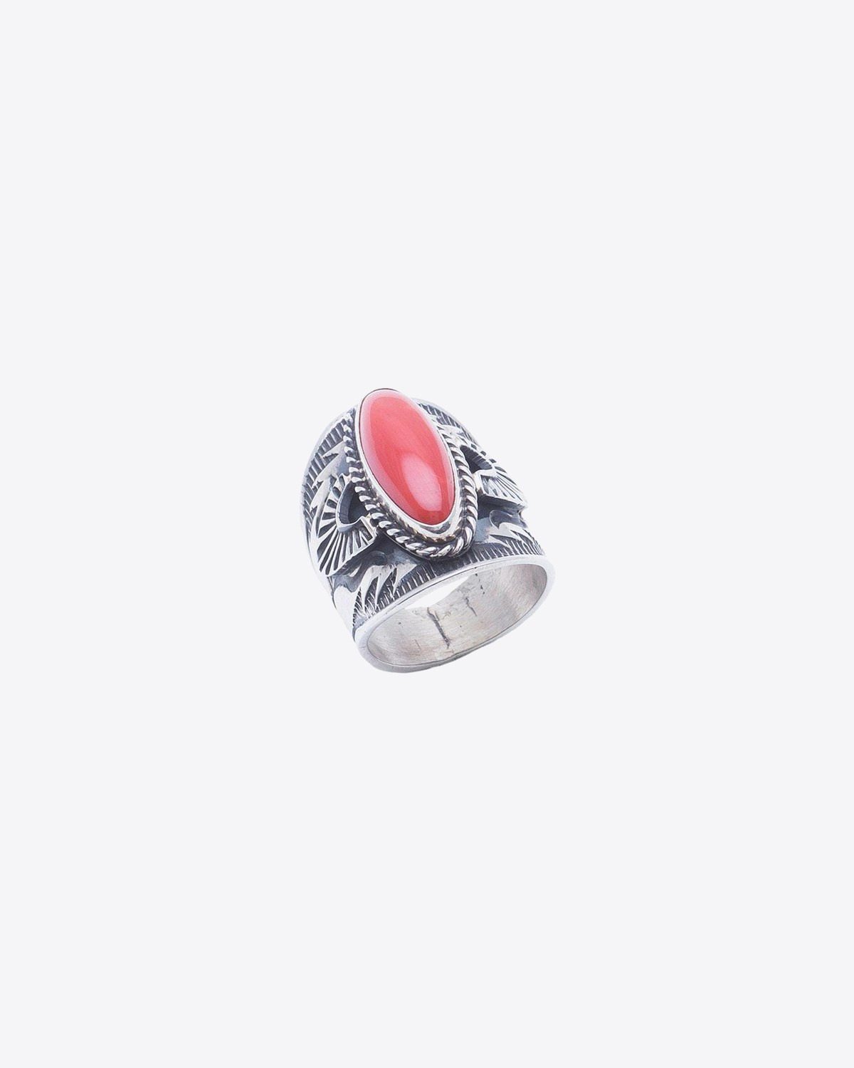 Harpo Bague Navajo Argent & Corail – BACH17 Taille 58  