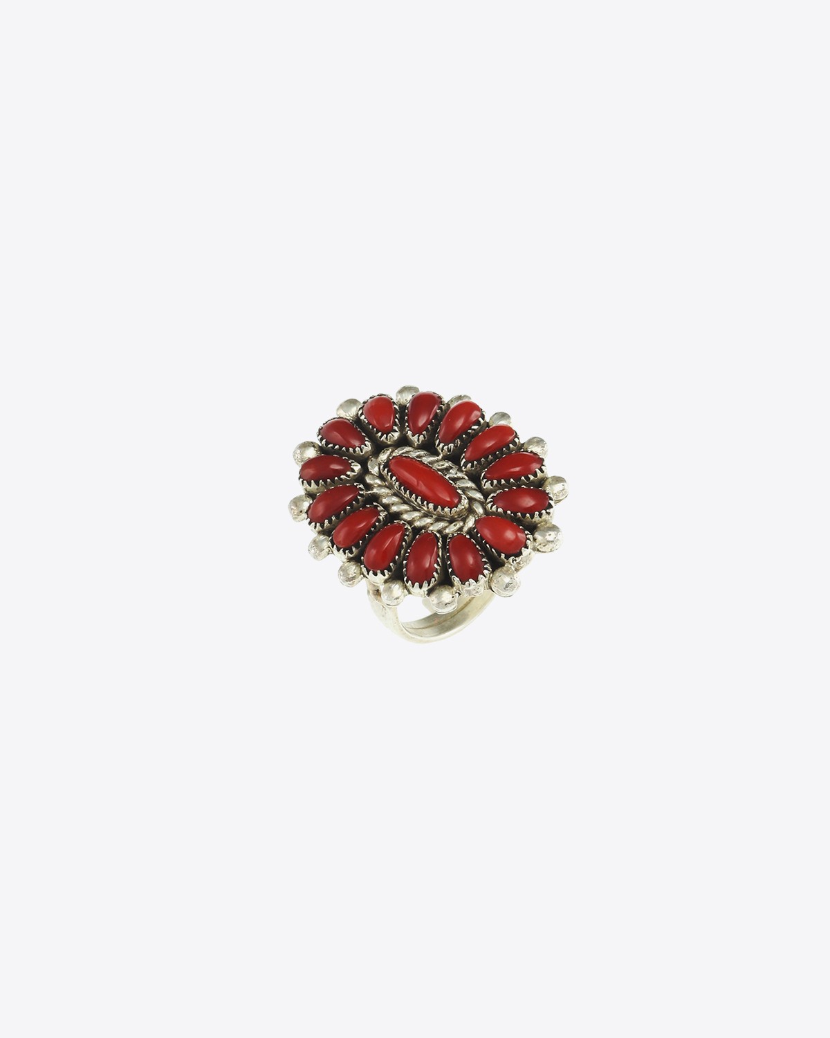 Harpo Bague Rosace – Corail & Argent