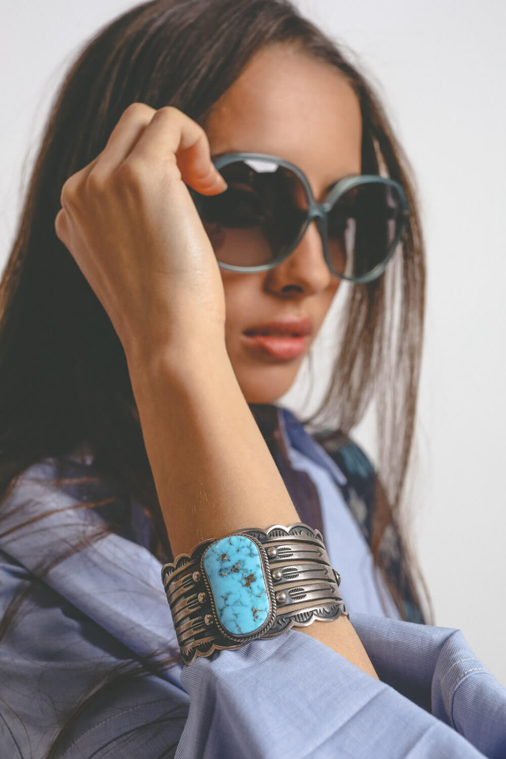 Harpo Bracelet Argent large Turquoise Sleeping Beauty 
