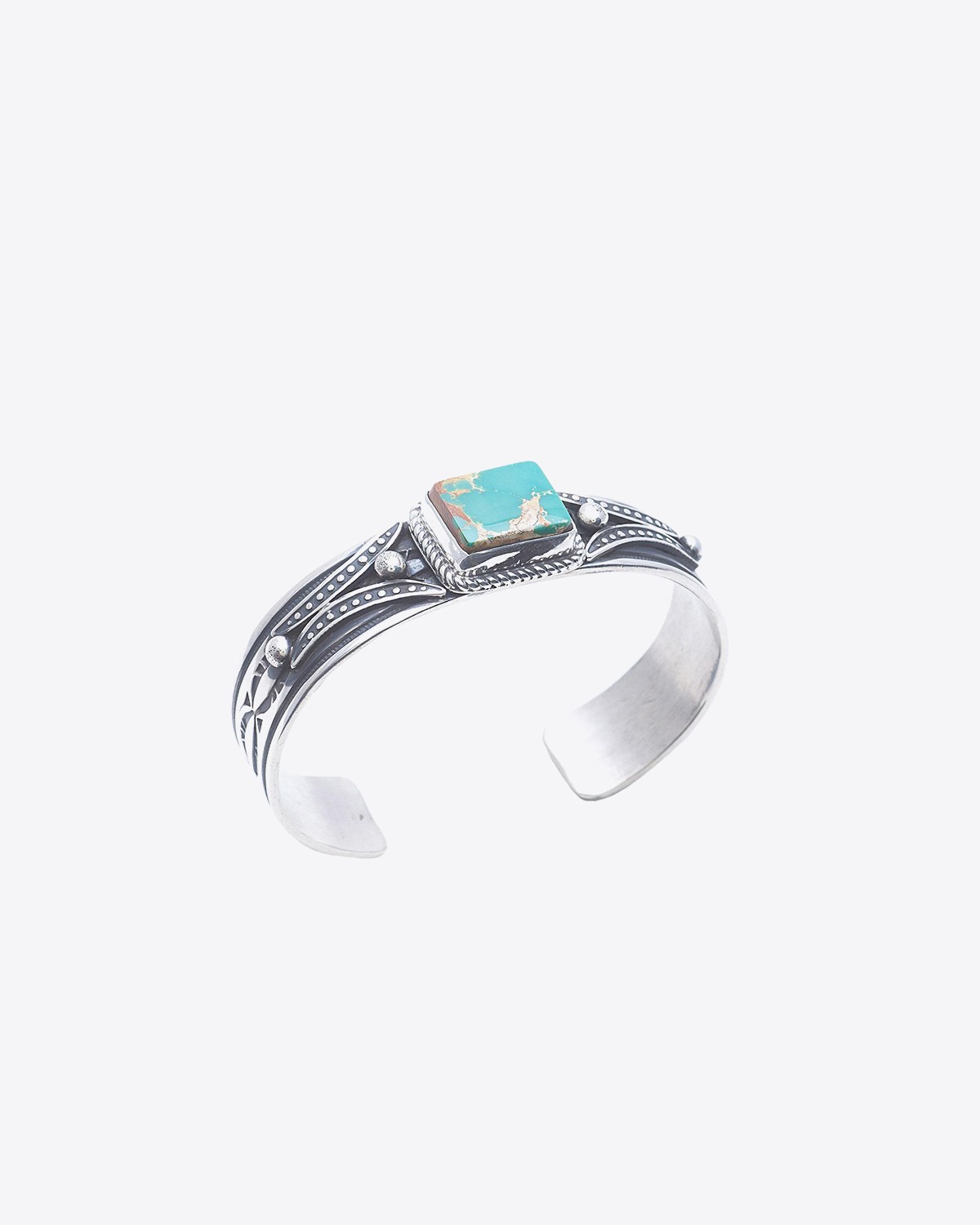 Harpo Bracelet Navajo Argent - 1 Turquoise Verte Carrée BRATCV 