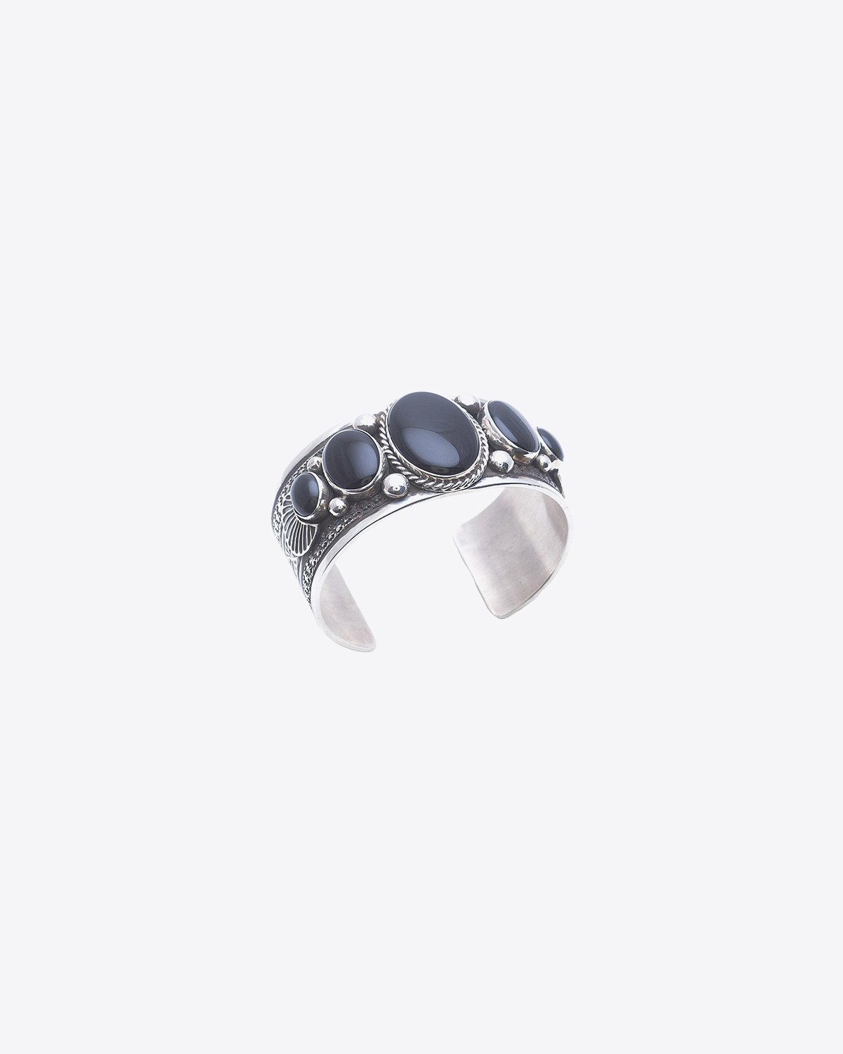 Harpo Bracelet Navajo Argent - 5 Pierres Onyx Ovales BRAONY5 