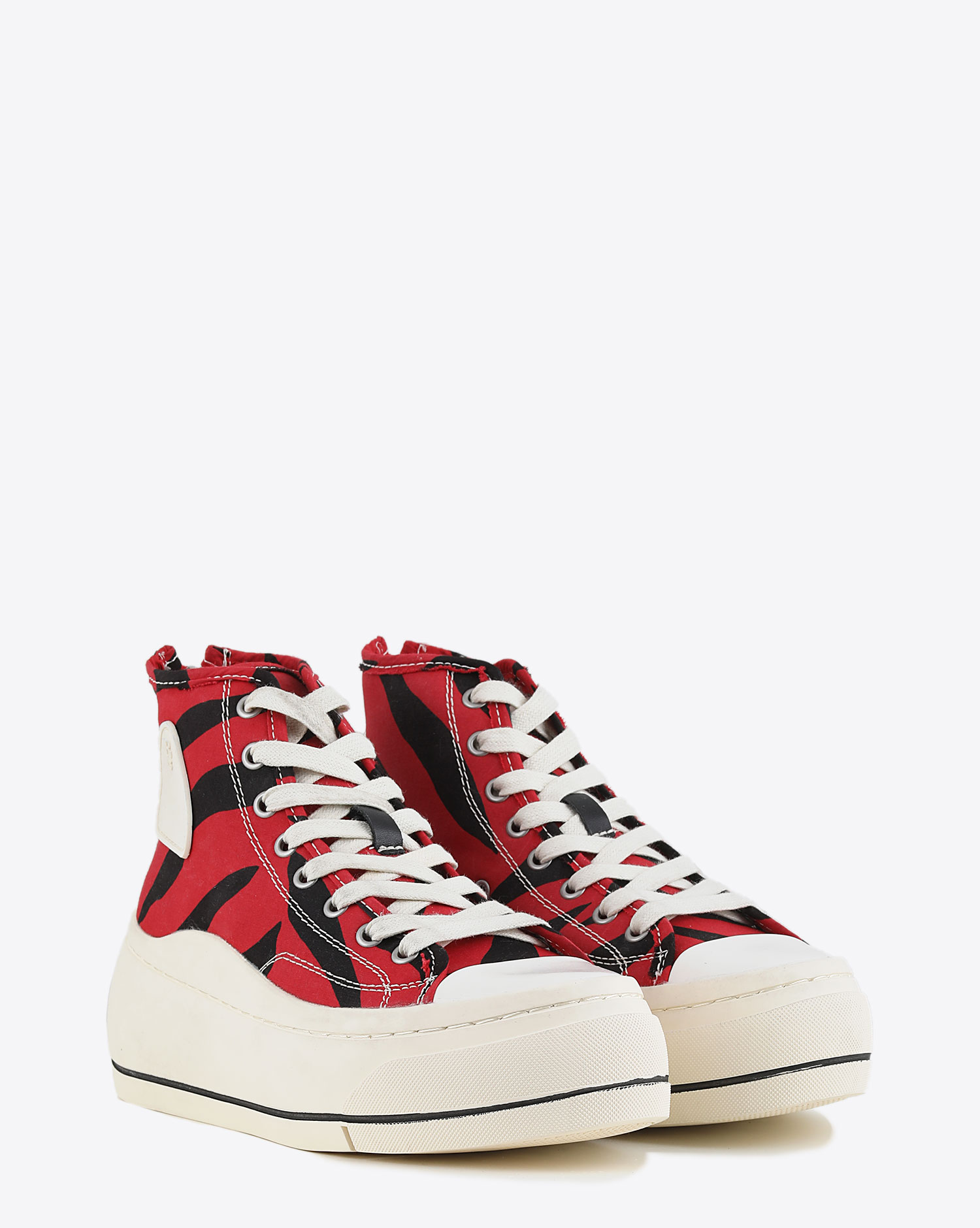 R13 High Top Sneakers - Red/Black Zebra