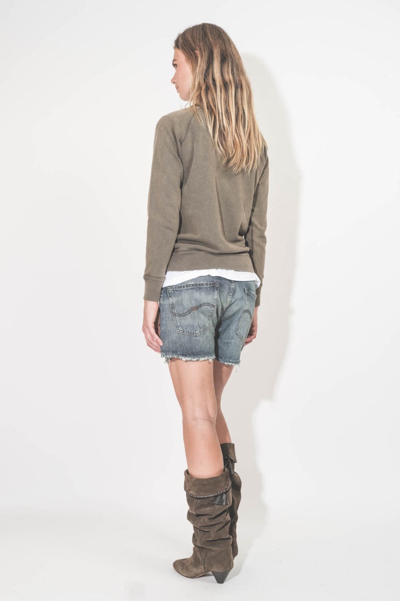 Bottes Elita Isabel Marant en cuir suédé bronze. Portées de dos.