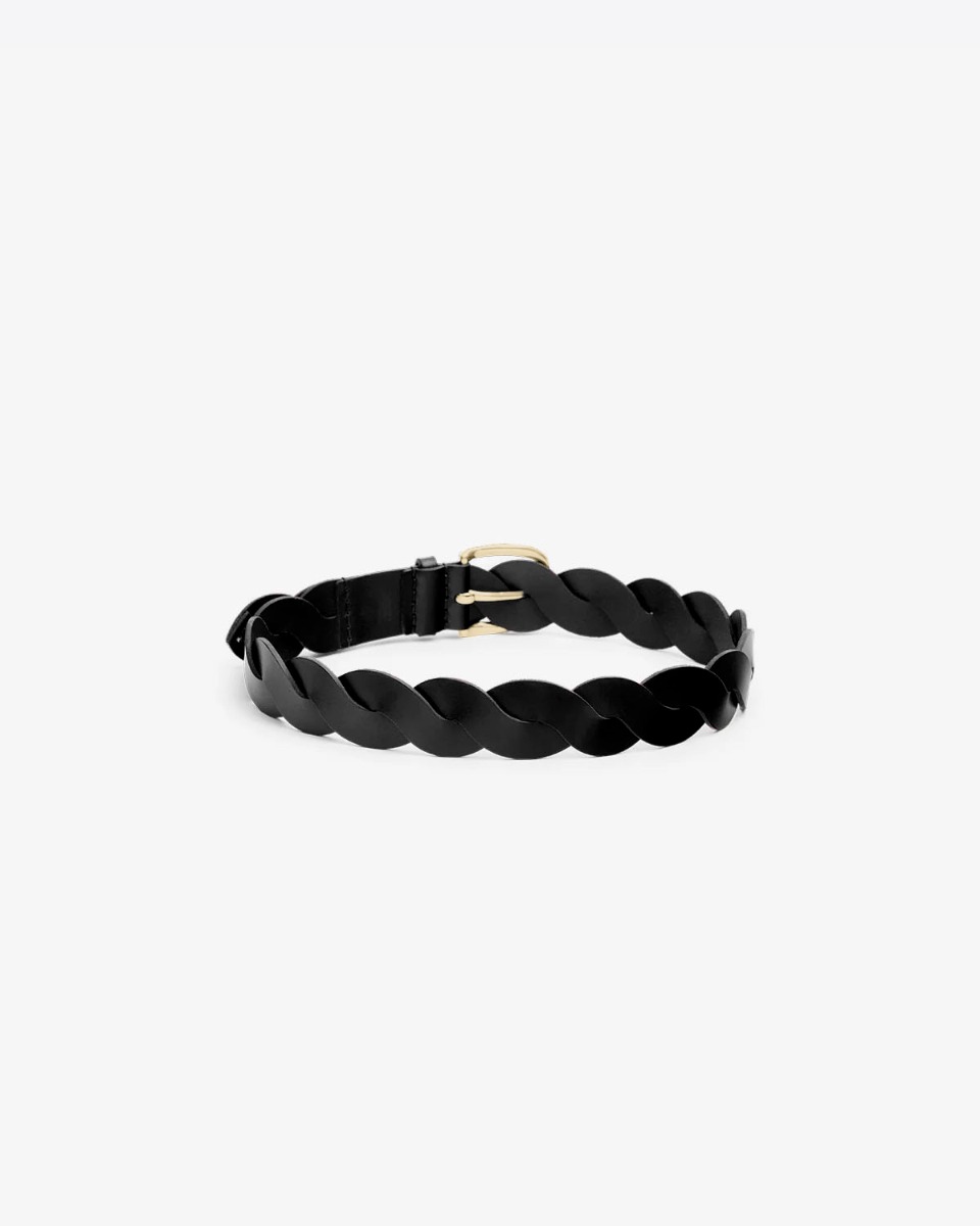 Ceinture Zigza Isabel Marant en cuir noir tressé. Dos.