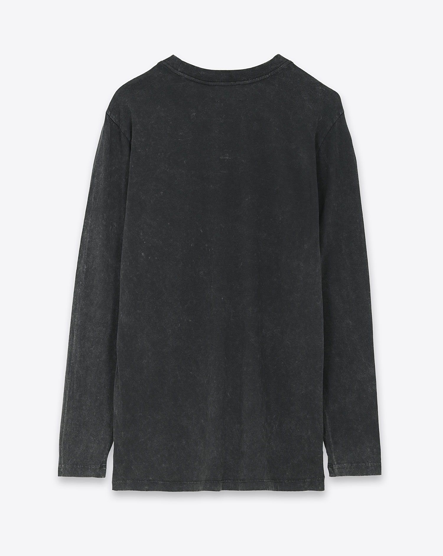 Tee-shirt manches longues en coton noir délavé imprimé placé représentant un regard et logo Marant Martine Isabel Marant Etoile. Dos uni.