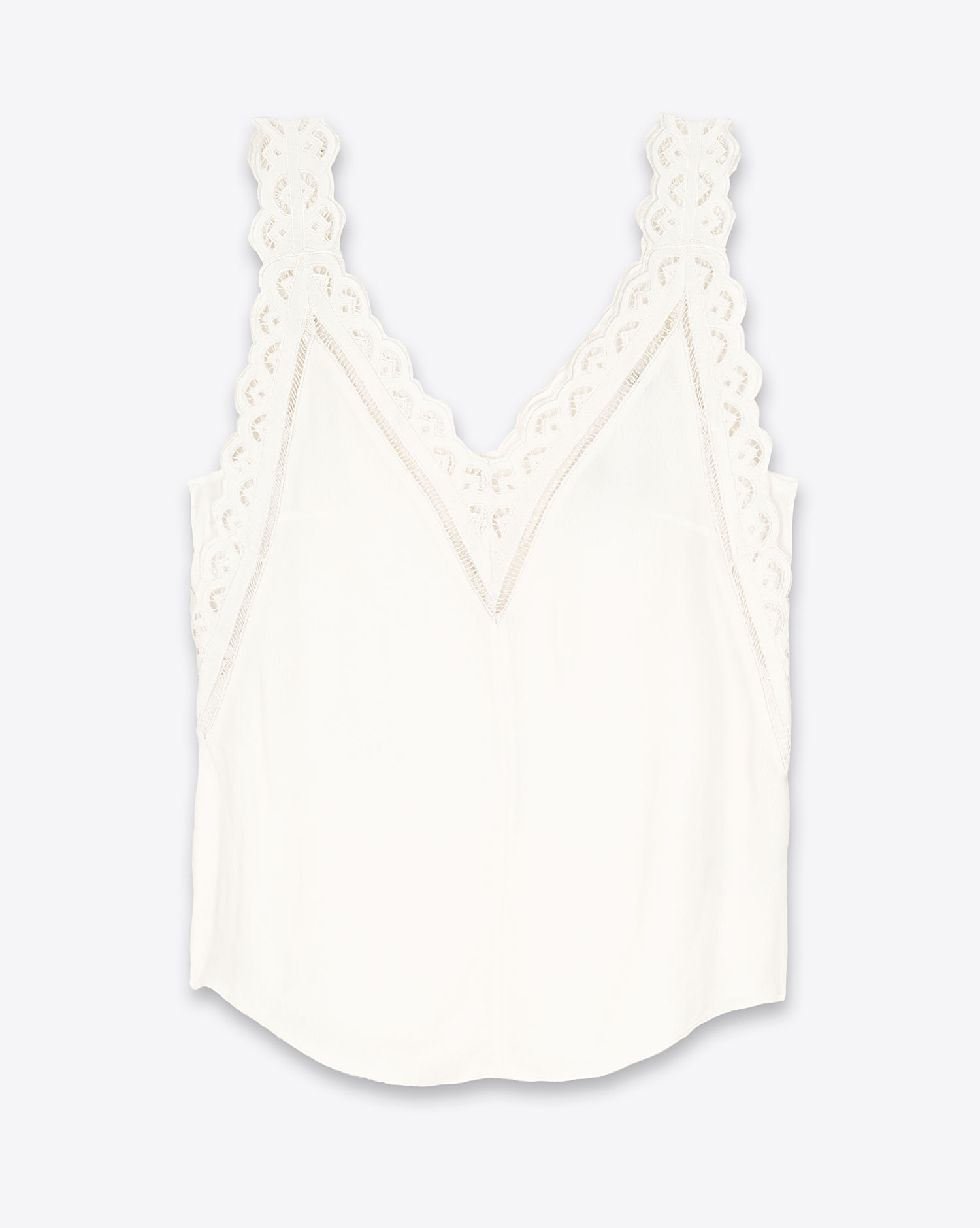 Top bretelles en dentelle broderie anglaise blanc Fradela Isabel Marant. Dos.
