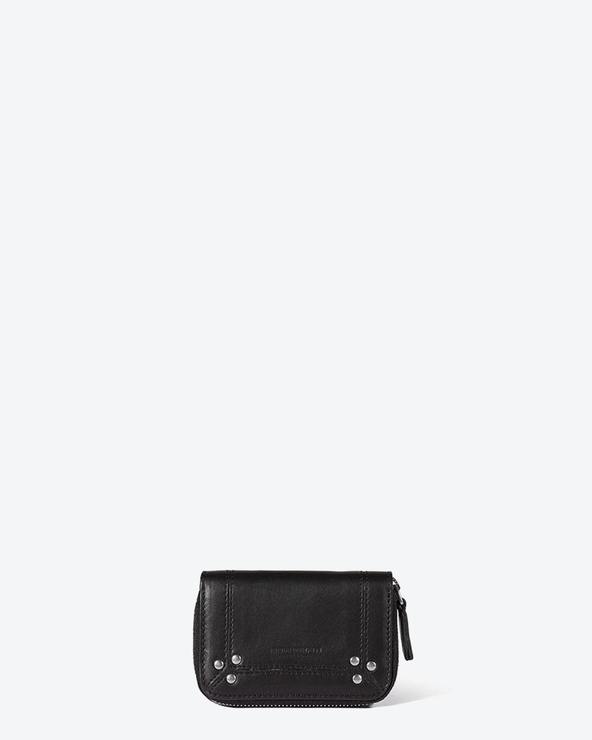 Jérôme Dreyfuss Porte-Monnaie Henri – Cuir Agneau Noir Silver
