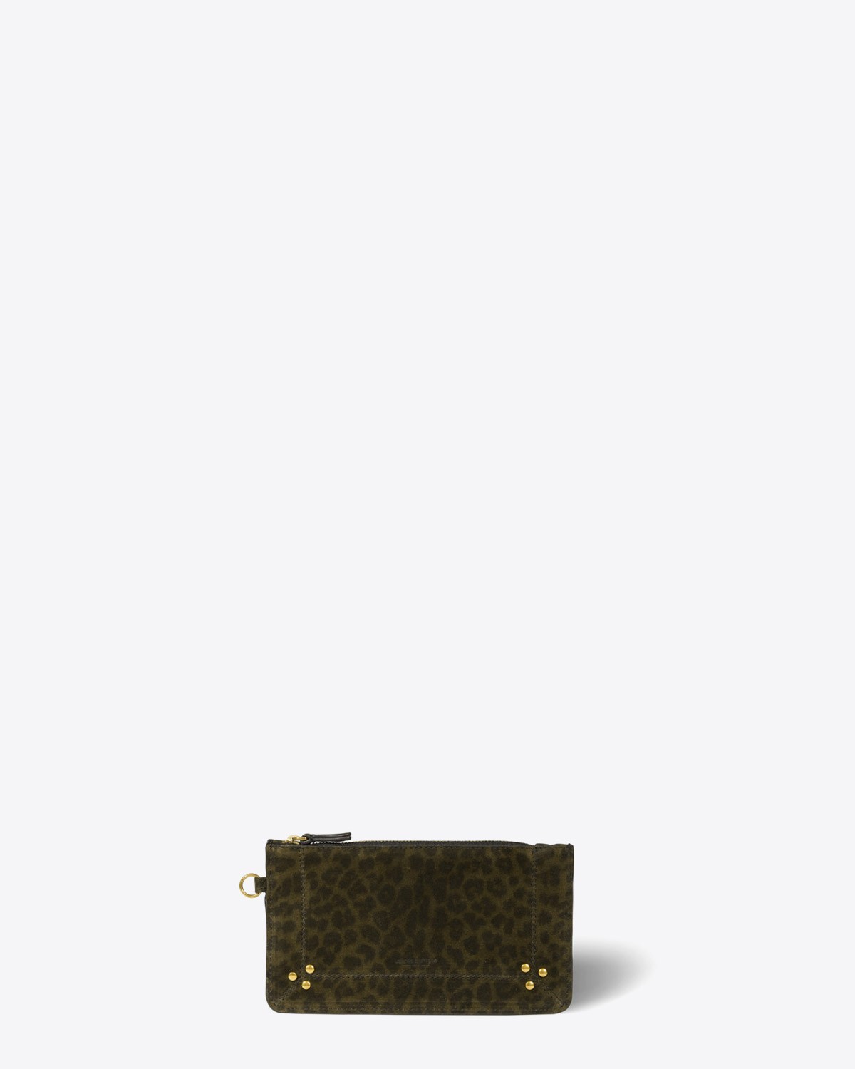 Jérôme Dreyfuss Pochette Popoche S – Cuir Suédé Léopard Kaki