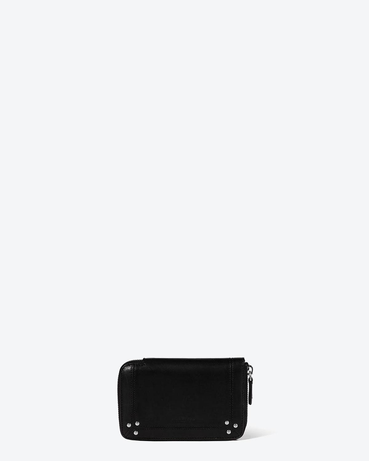 Jérôme Dreyfuss Portefeuille Julien – Cuir Agneau Noir Silver