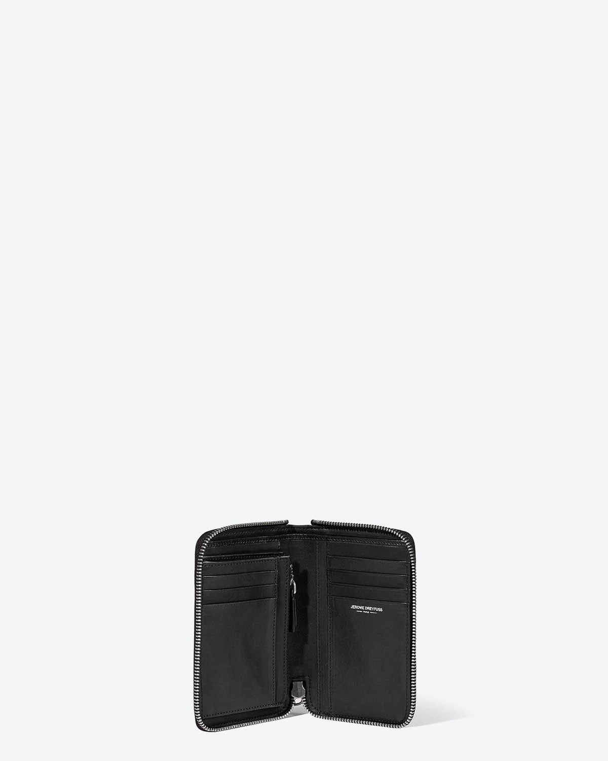 Jérôme Dreyfuss Portefeuille Julien – Cuir Agneau Noir Silver