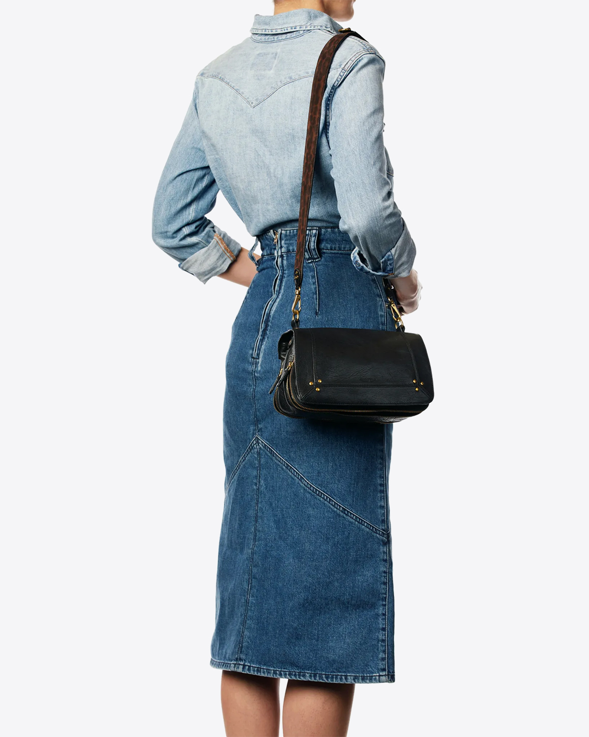 Jérôme Dreyfuss Bandoulière – Cuir Suédé Léopard Naturel