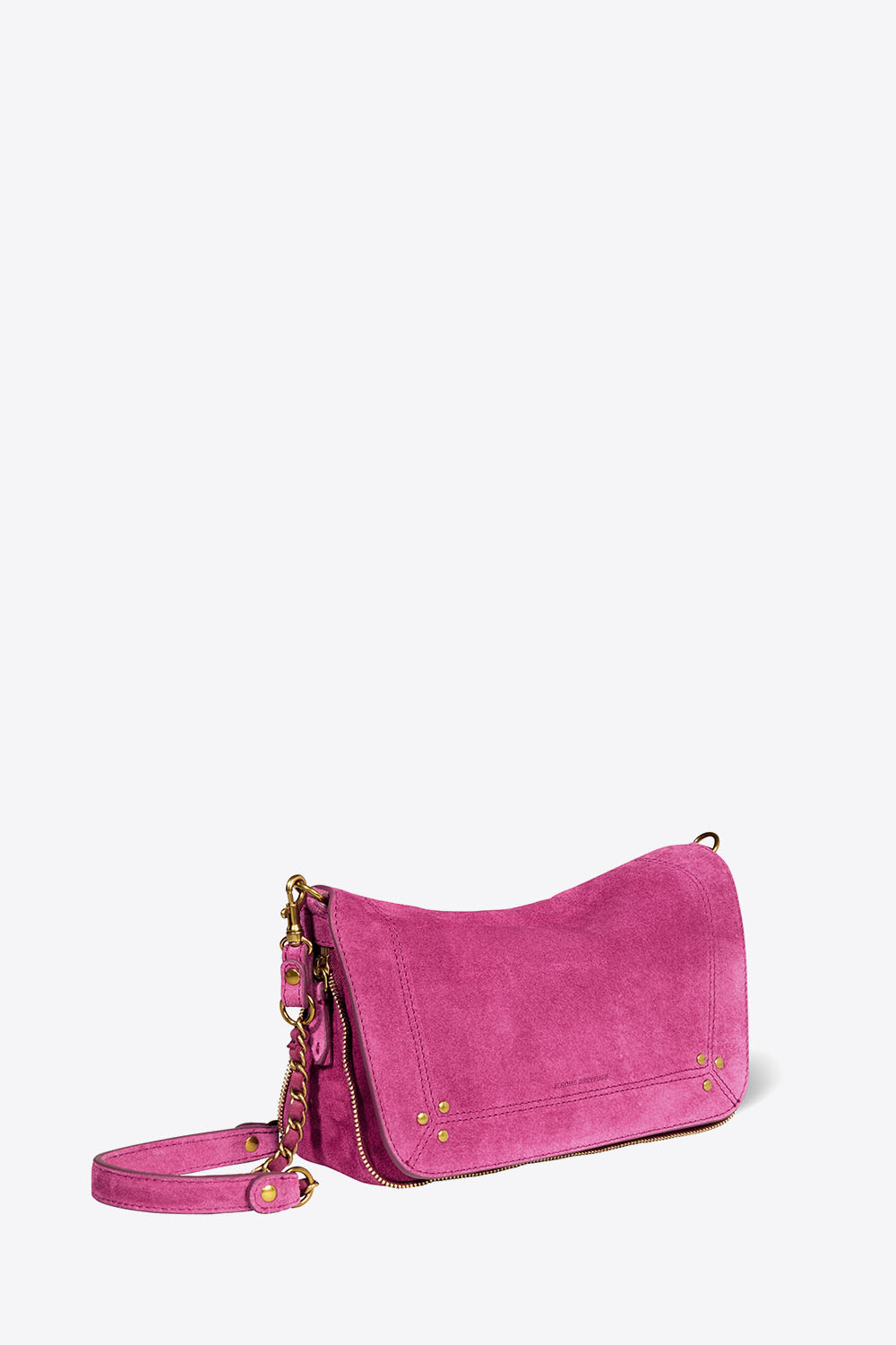 Mini-sac Bobi S en cuir suédé rose Orchidée Jérôme Dreyfuss.  Profil.