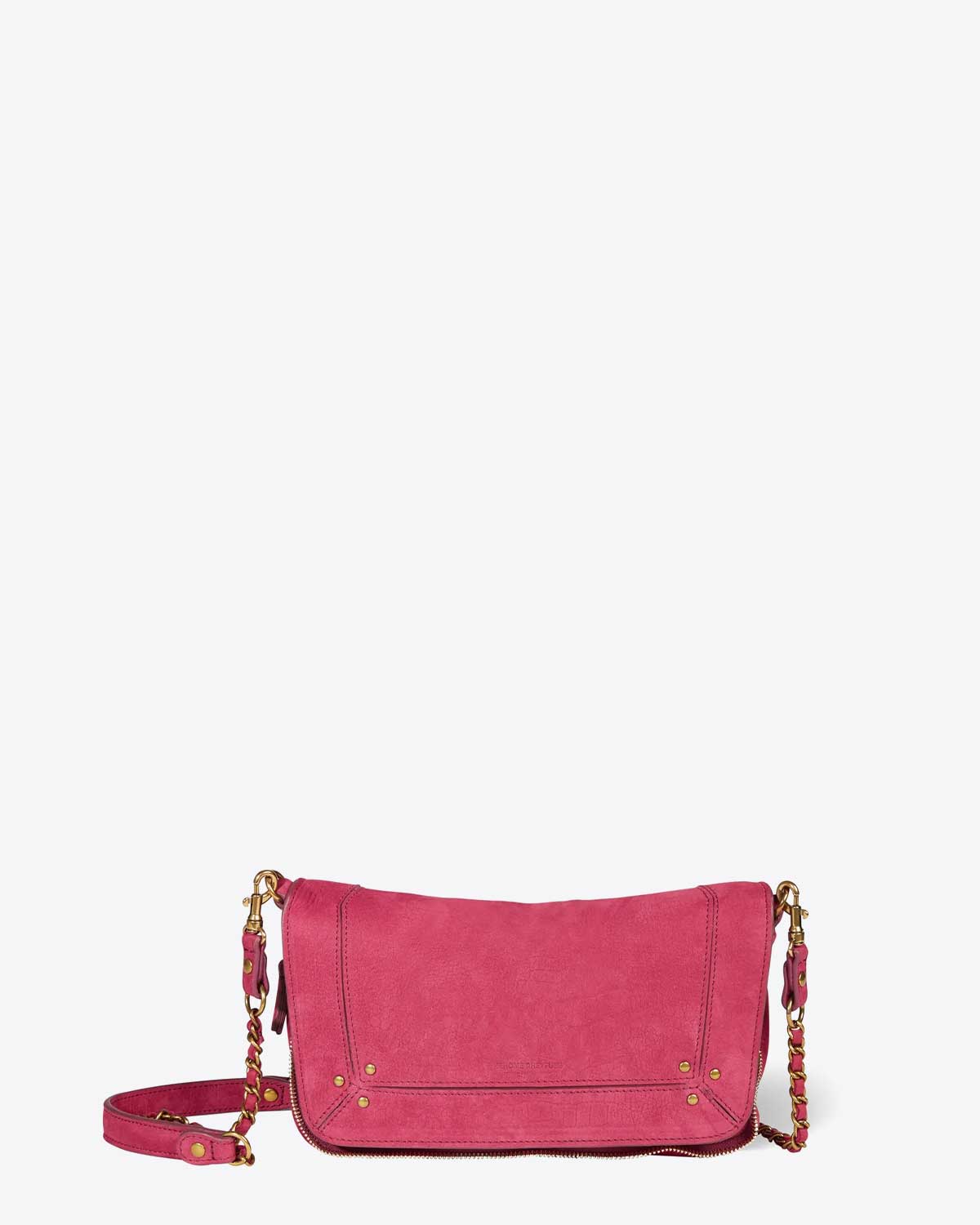 Jérôme Dreyfuss Sac Bobi S – Cuir Suédé Croco Framboise