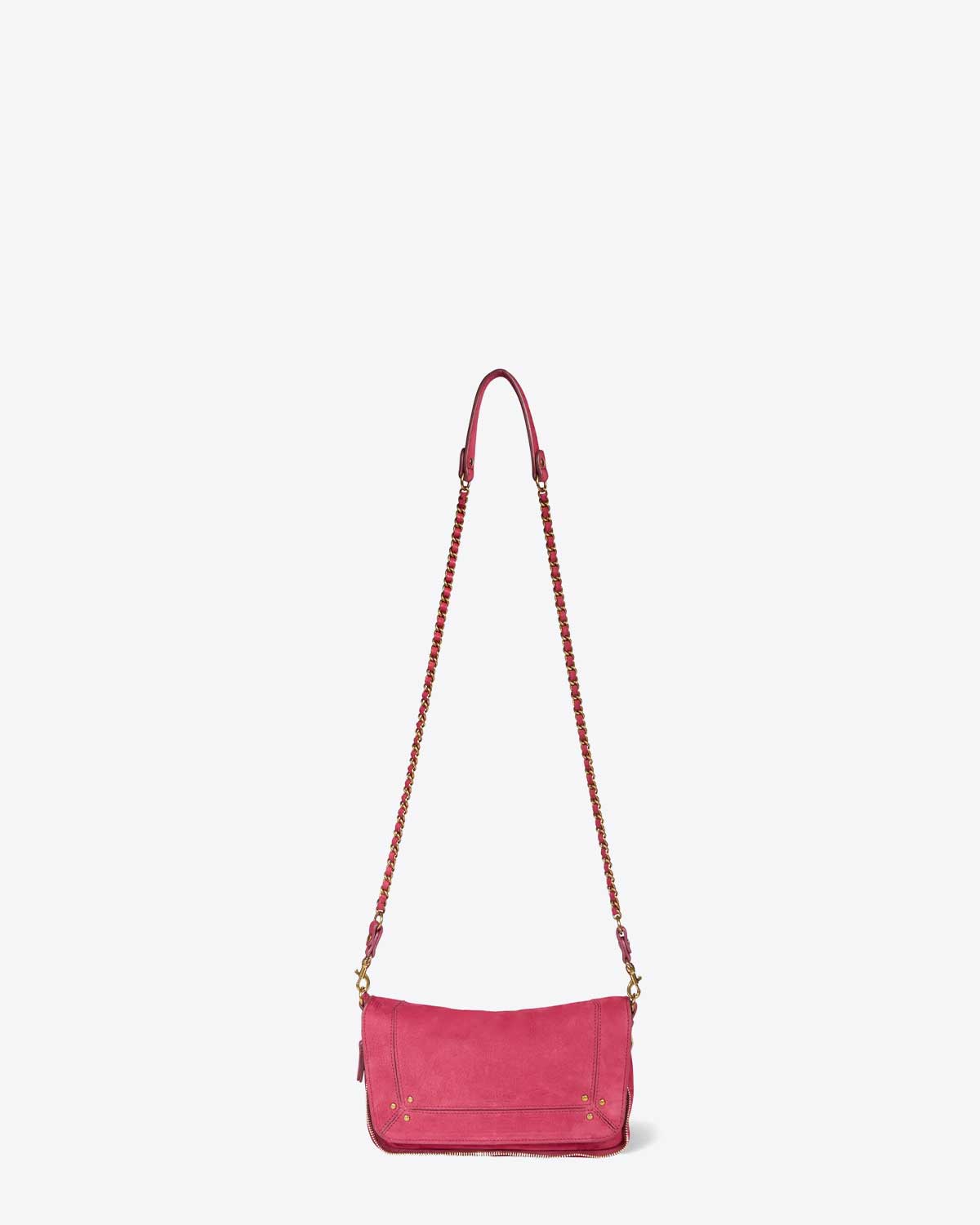 Jérôme Dreyfuss Sac Bobi S – Cuir Suédé Croco Framboise