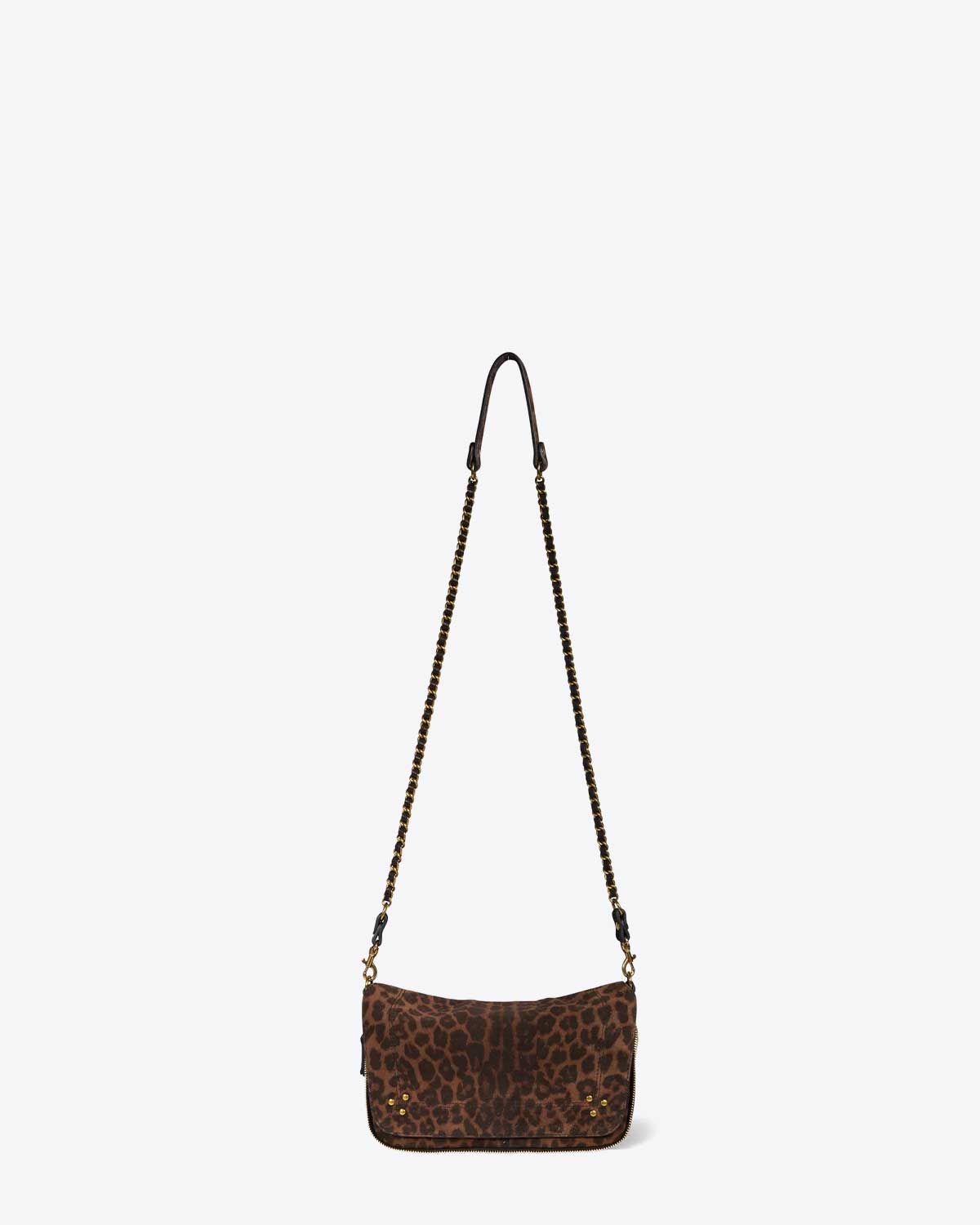 Jérôme Dreyfuss Sac Bobi S – Cuir Suédé Léopard Naturel
