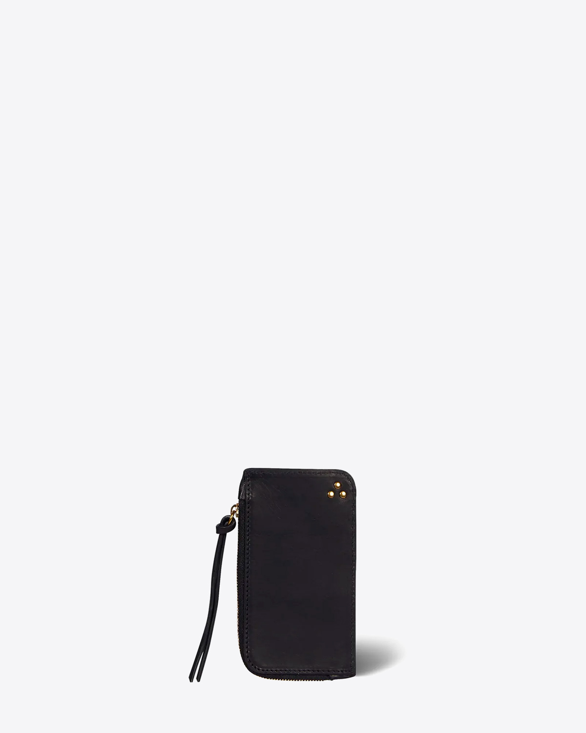 Jérôme Dreyfuss Porte-Cartes Clyde – Cuir Vachette Noir Brass