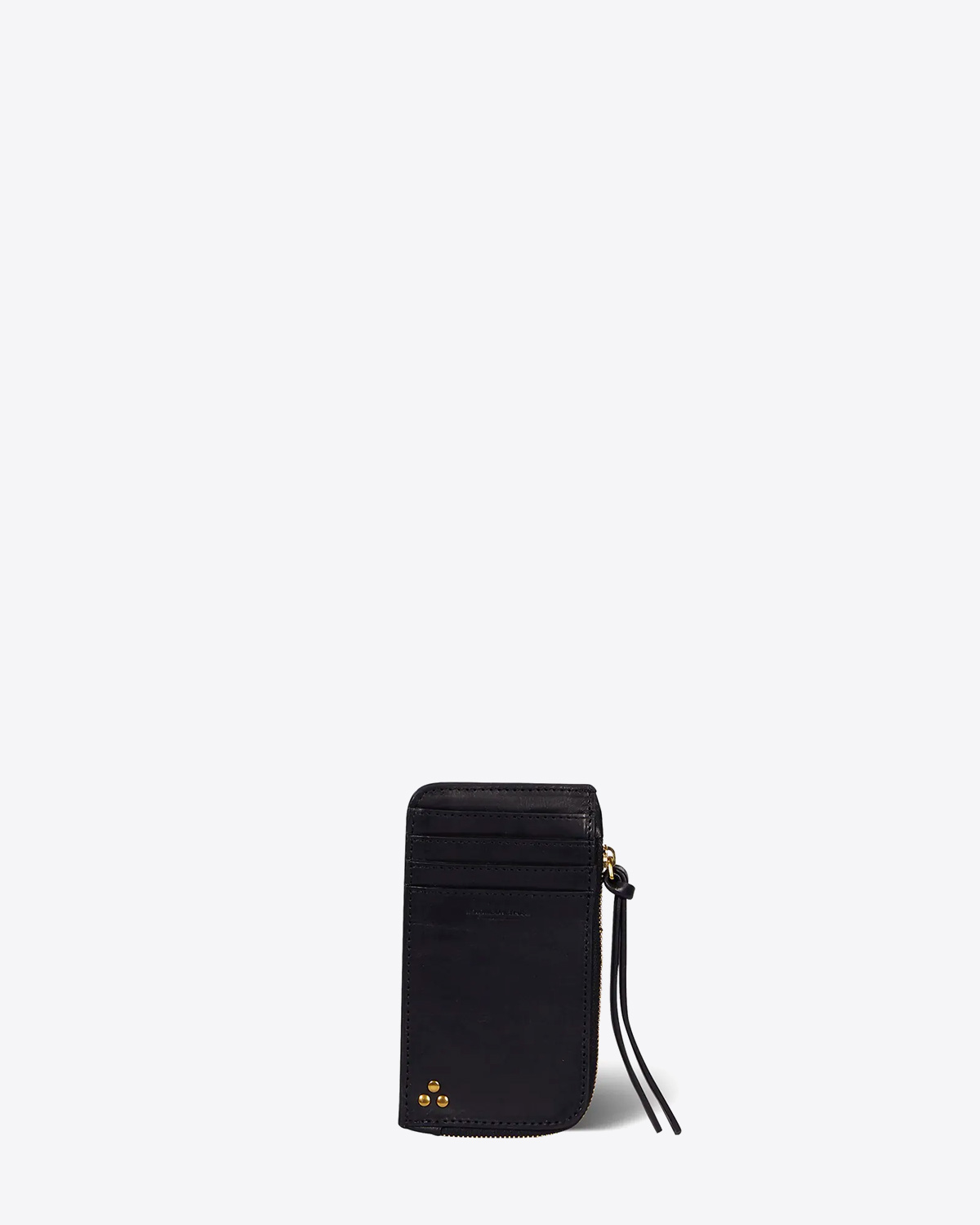 Jérôme Dreyfuss Porte-Cartes Clyde – Cuir Vachette Noir Brass