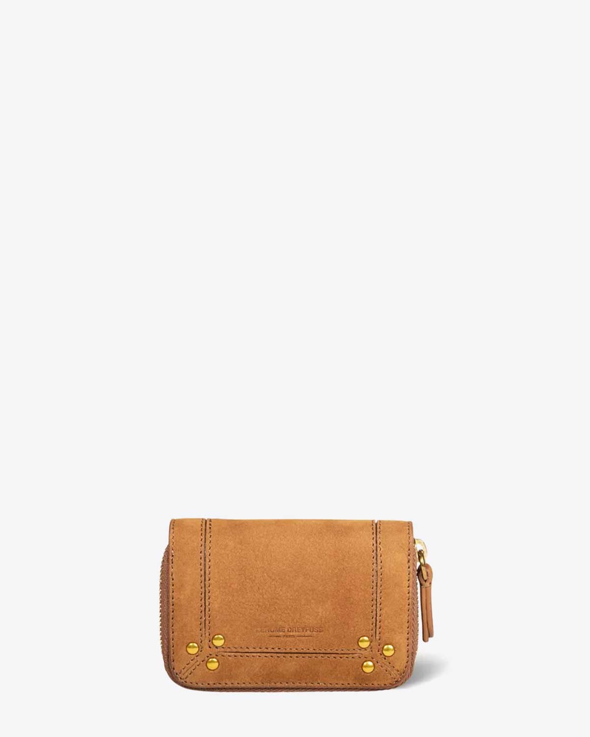 Jérôme Dreyfuss Porte-Monnaie Henri – Cuir Suédé Tabac