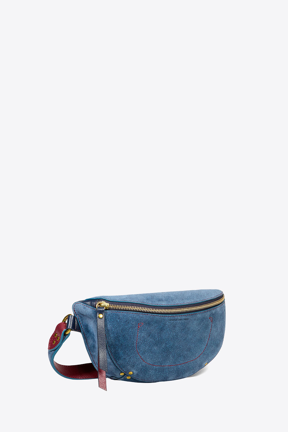 Jérôme Dreyfuss Sac Lino Banane – Cuir Suédé Jeans