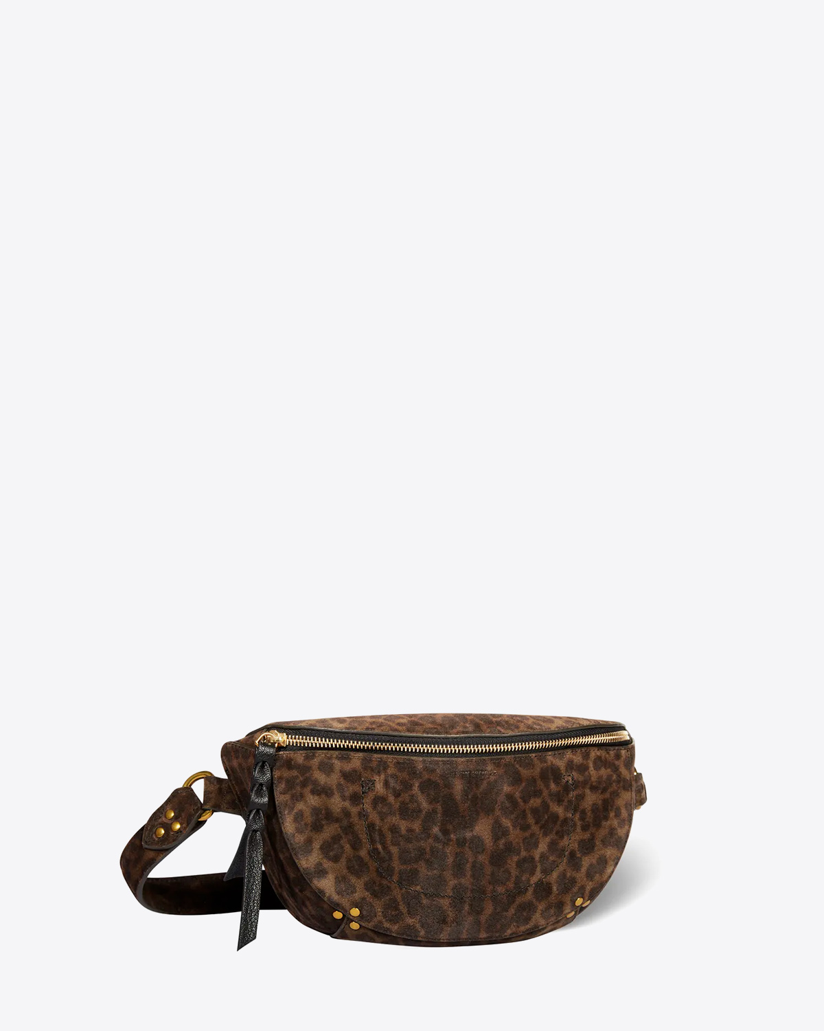 Jérôme Dreyfuss Sac Lino Banane – Cuir Suédé Léopard Kaki