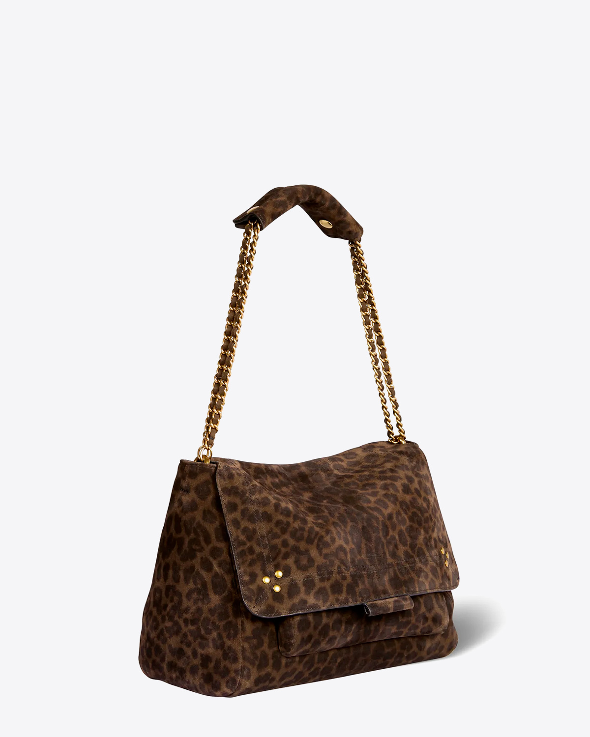 Jérôme Dreyfuss Sac Lulu L – Cuir Suédé Léopard Kaki