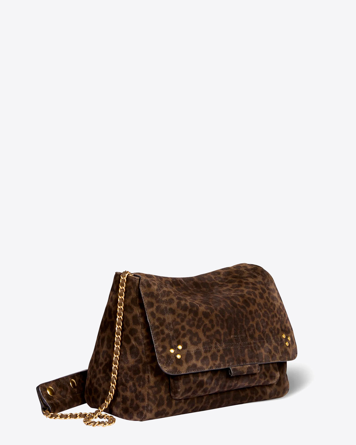 Sac en cuir imprimé léopard kaki Lulu L Jérôme Dreyfuss. Profil.