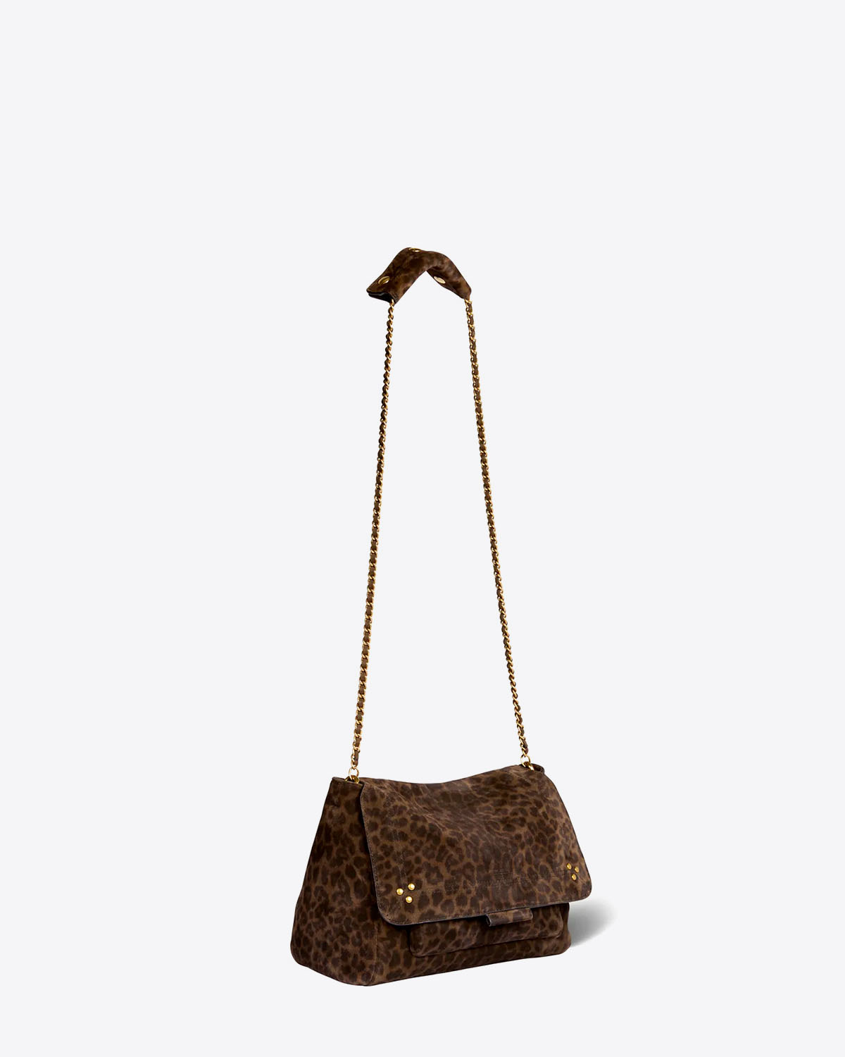 Jérôme Dreyfuss Sac Lulu L – Cuir Suédé Léopard Kaki