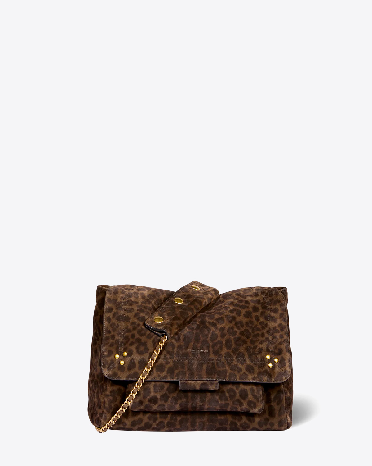 Sac en cuir imprimé léopard kaki Lulu L Jérôme Dreyfuss. 
