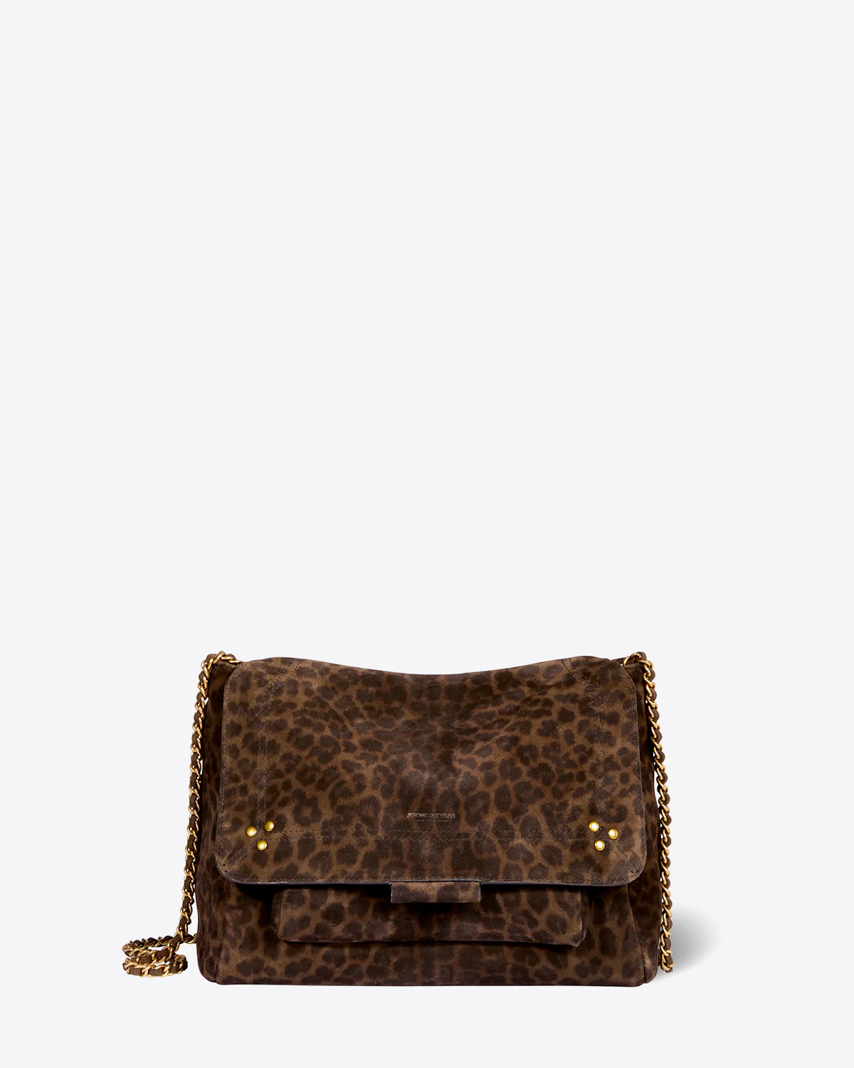 Sac en cuir imprimé léopard kaki Lulu L Jérôme Dreyfuss. Face.