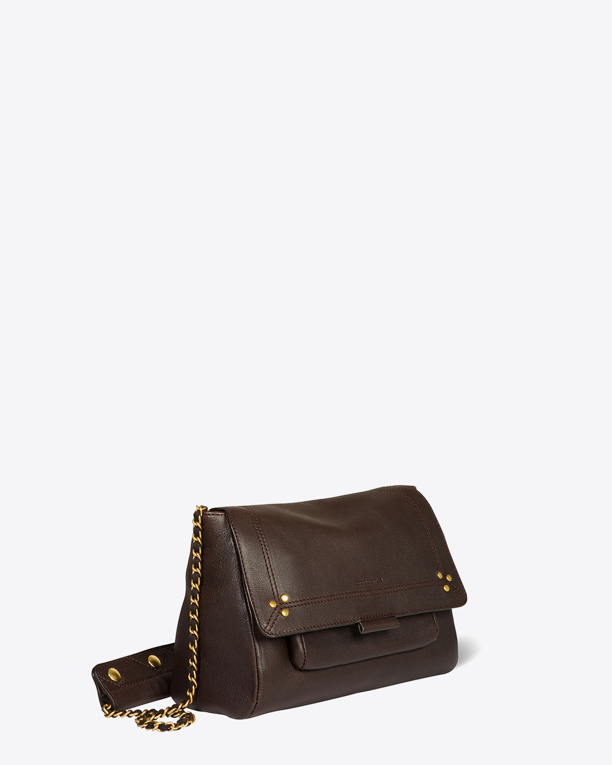 Sac besace en cuir Moka Lulu M Jérôme Dreyfuss. Profil.