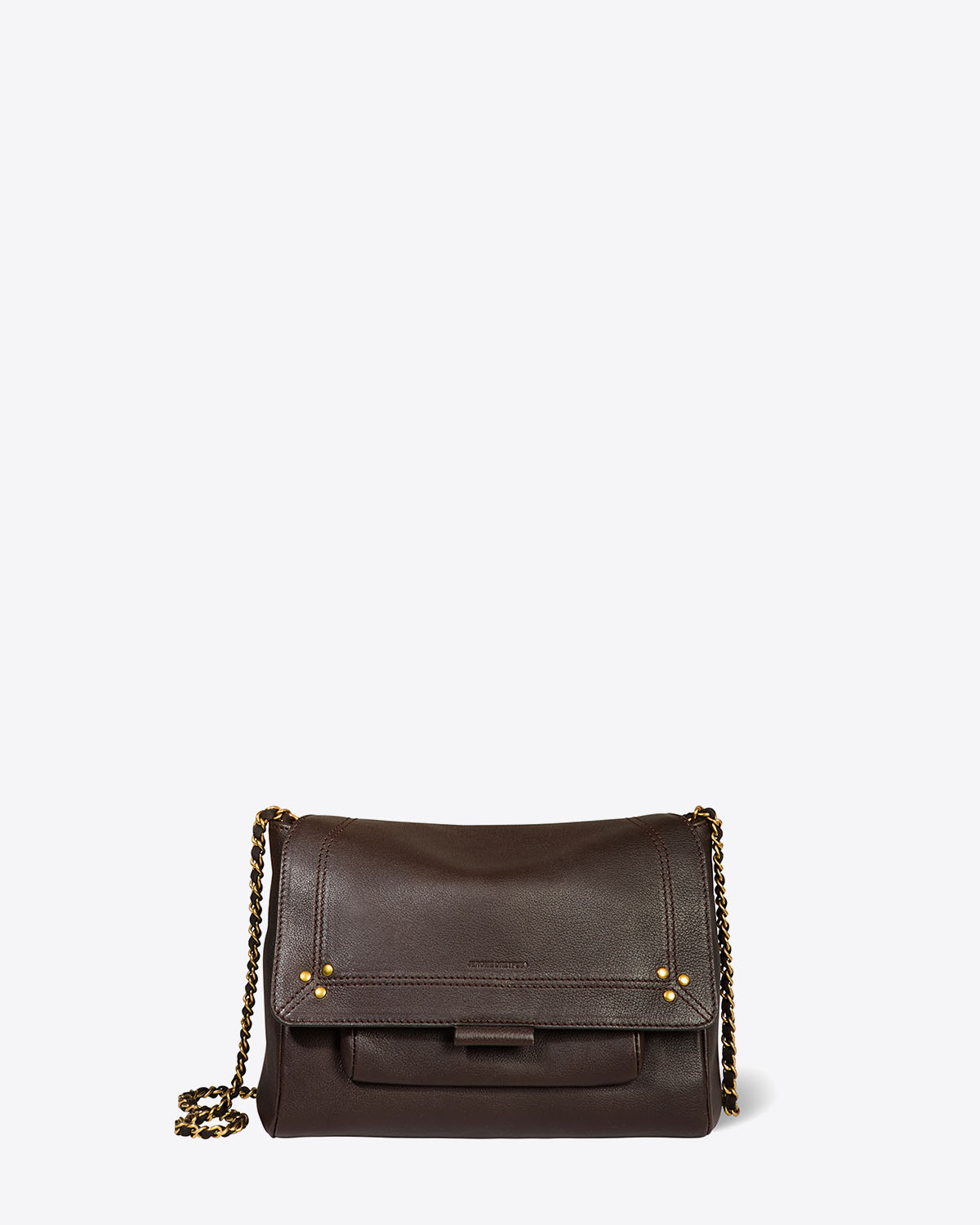 Sac besace en cuir Moka Lulu M Jérôme Dreyfuss. Face.