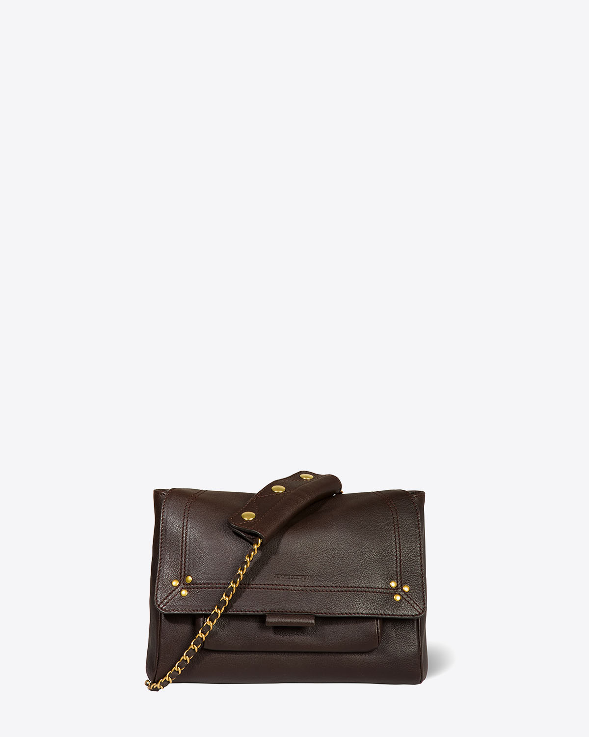 Sac Lulu M Jérôme Dreyfuss en cuir Moka. Face.