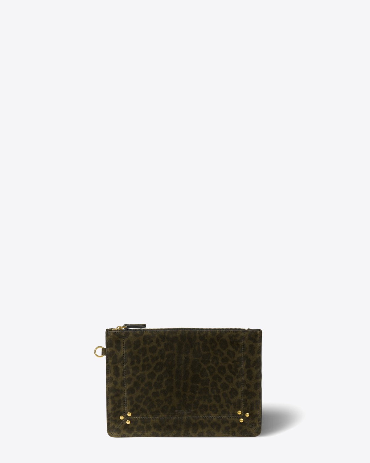 Jérôme Dreyfuss Pochette Popoche M – Cuir Suédé Léopard Kaki