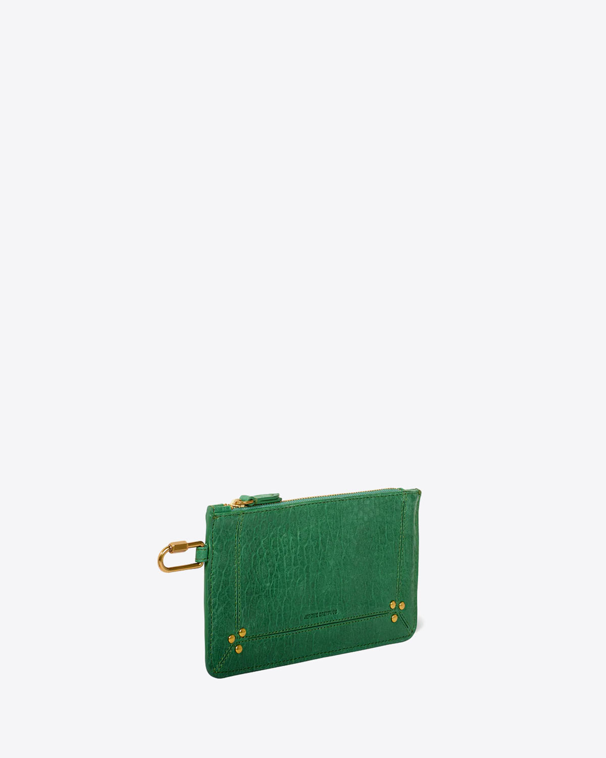 Pochette Popoche S Jérôme Dreyfuss en cuir vert. Vue profil.
