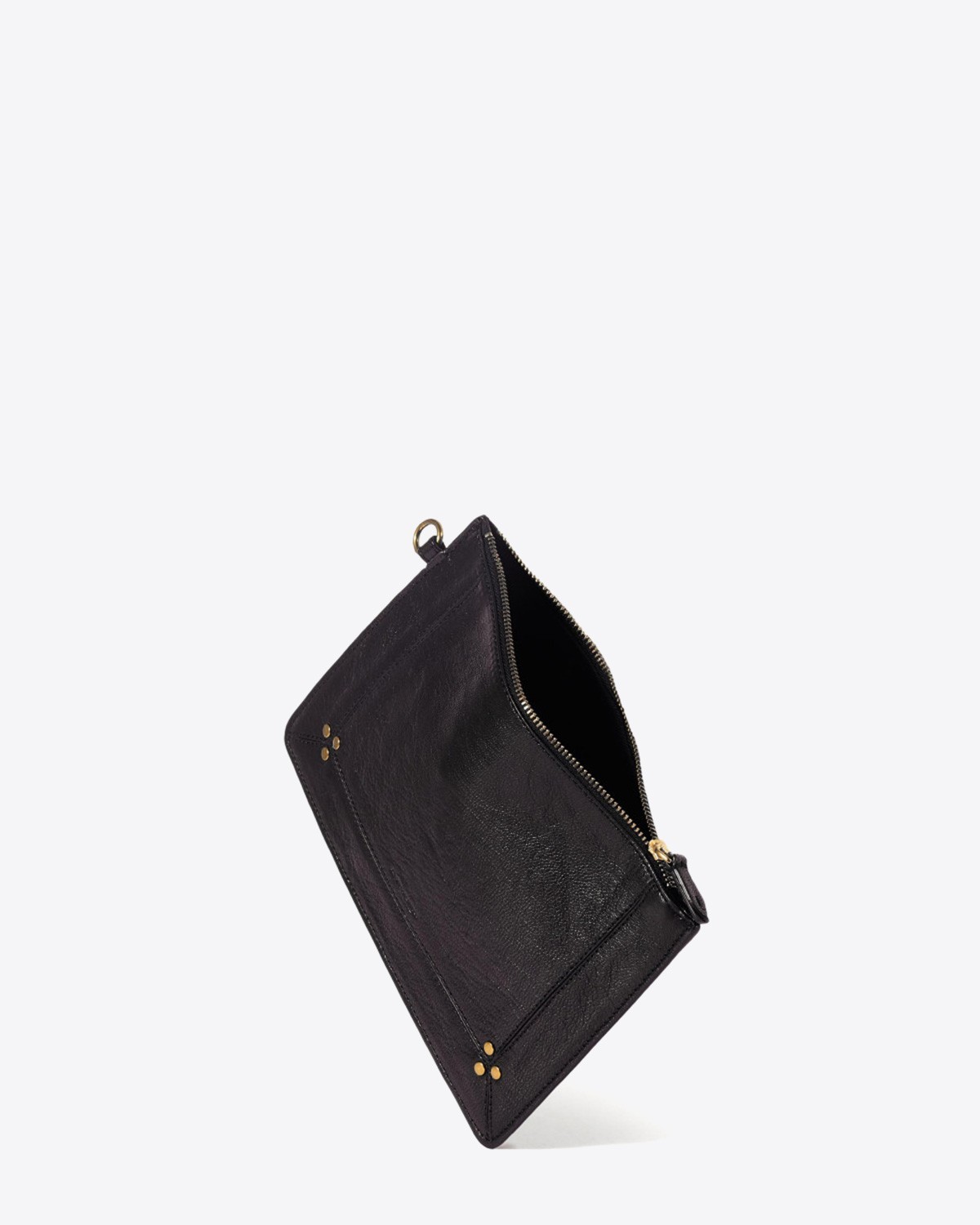 Pochette Popoche M Jérôme Dreyfuss en cuir noir brass. 