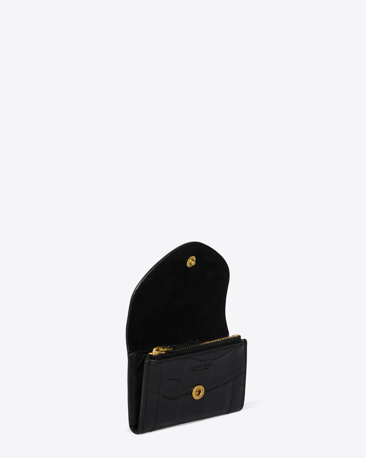 Jérôme Dreyfuss Porte-Monnaie Helmut PM – Cuir Vachette Croco Noir