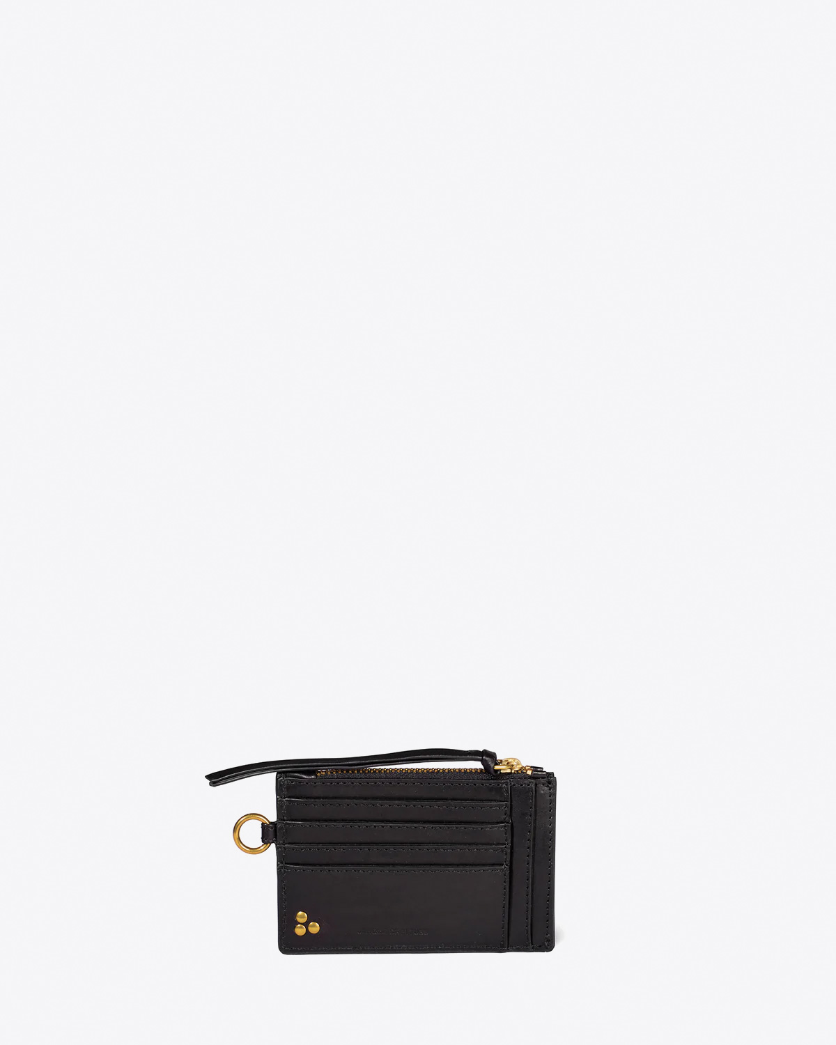 Jérôme Dreyfuss Porte-Cartes Lucky – Cuir Chèvre Noir Brass